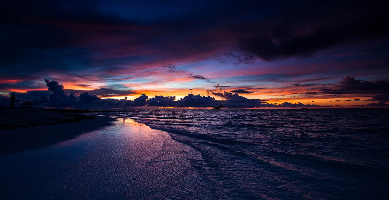 landscape beach sunset airplane environment shore sea 2k