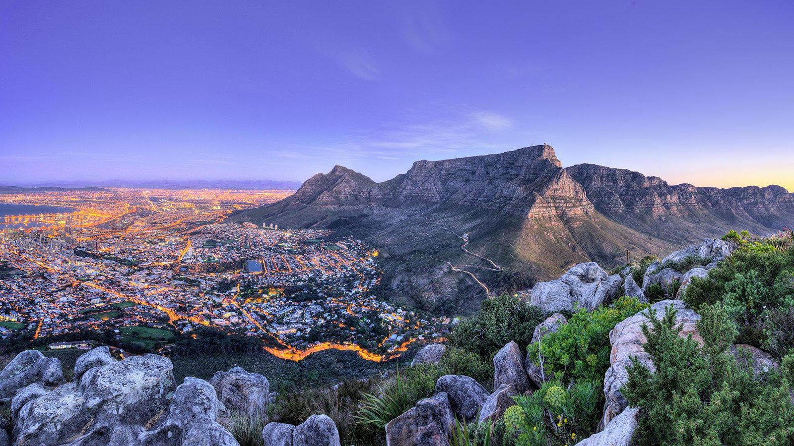 landscape hill South Africa mountains town Cape Town rock 2k