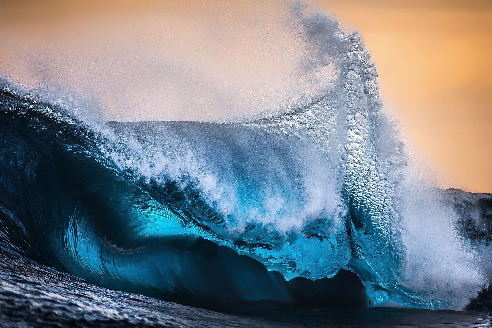 photo of ocean waves nature blue sea water cyan yellow 2k