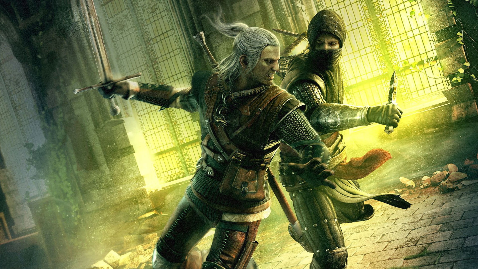 two warriors fighting illustration The Witcher 2 Assassins of Kings 2k