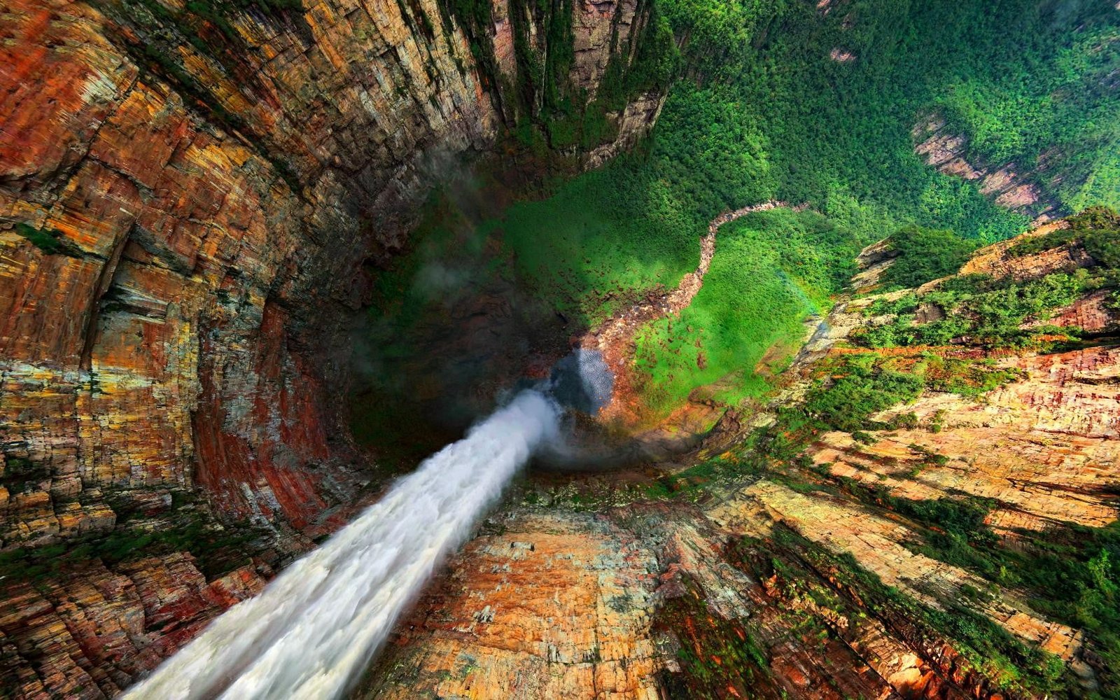 waterfalls and mountains untitled forest cliff nature landscape 2k