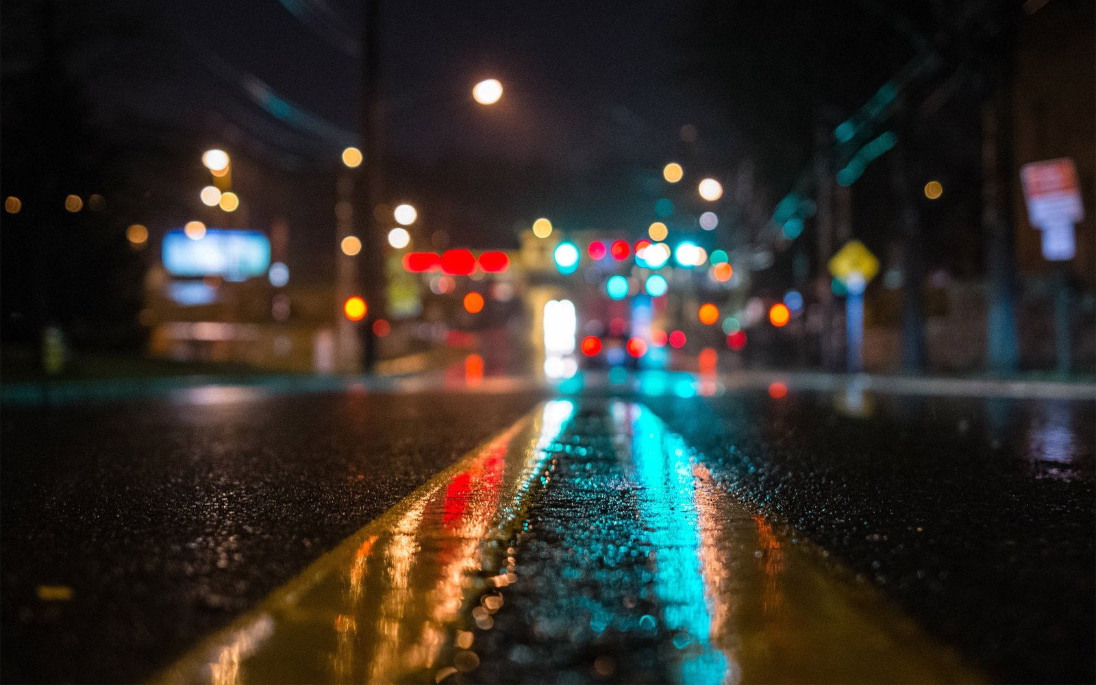 yellow signage bokeh photography of road lights cityscape colorful 2k