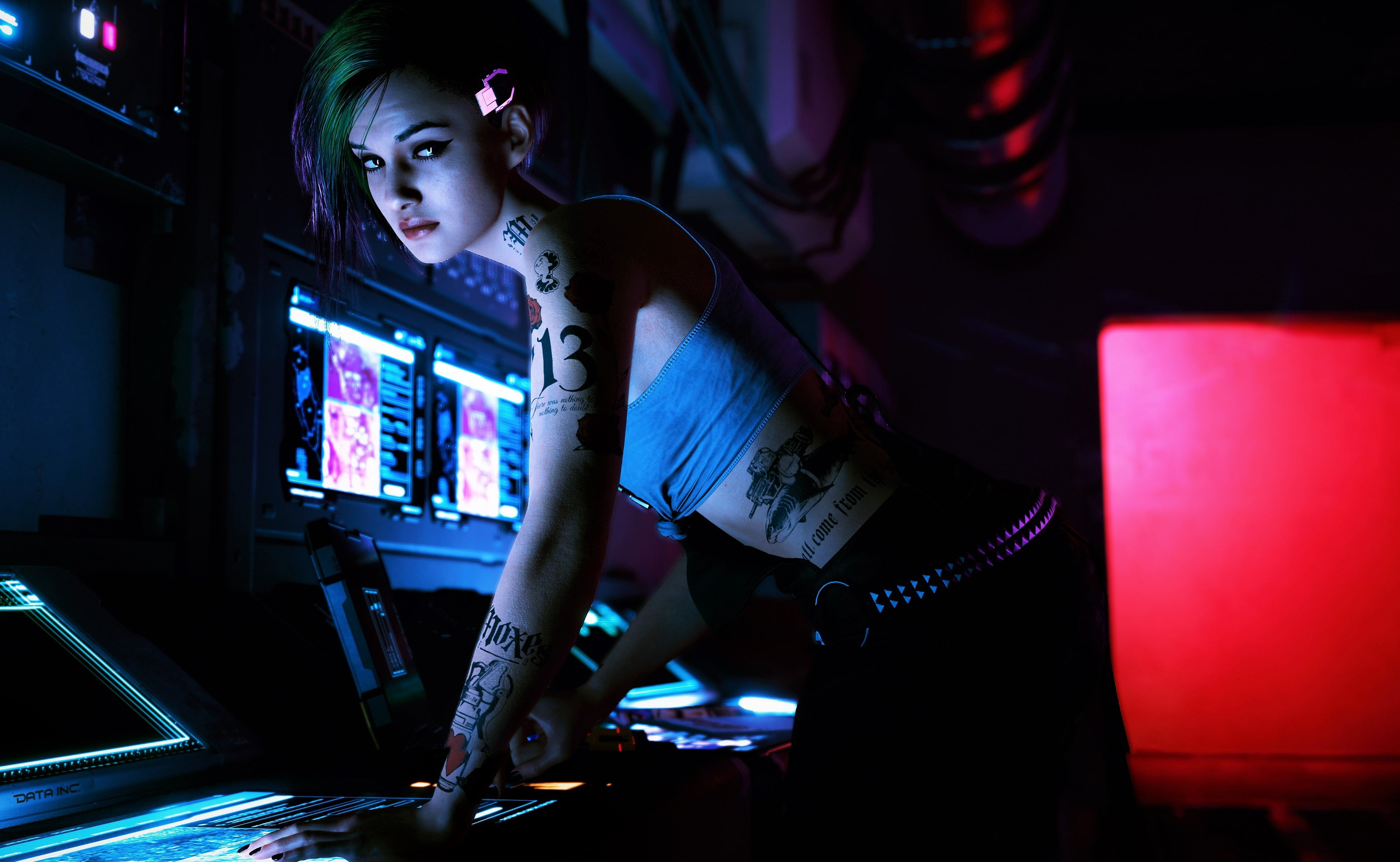 Judy Alvarez Cyberpunk video games tattoo 2k 4k