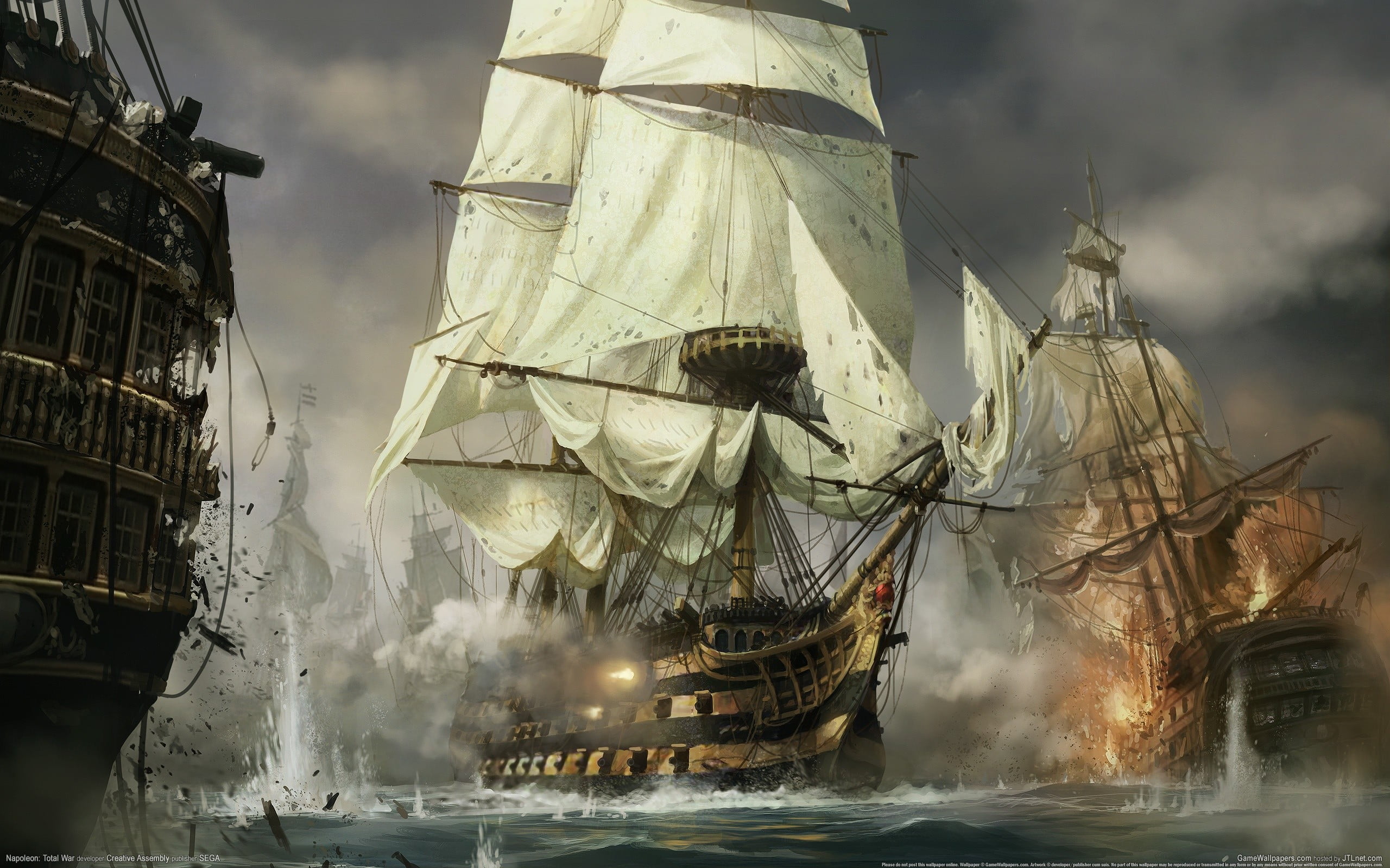 brown and white full rigged ships on body of water digital wallpaper 2k