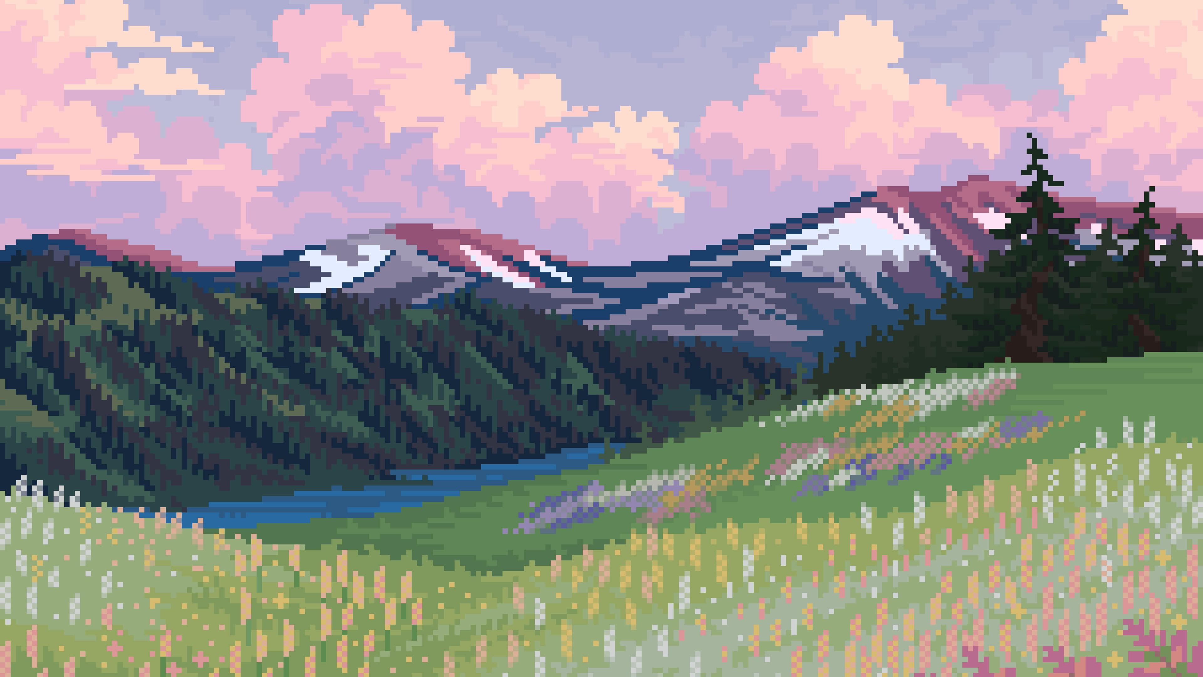 Artistic Pixel Art Landscape Nature 2k 4k