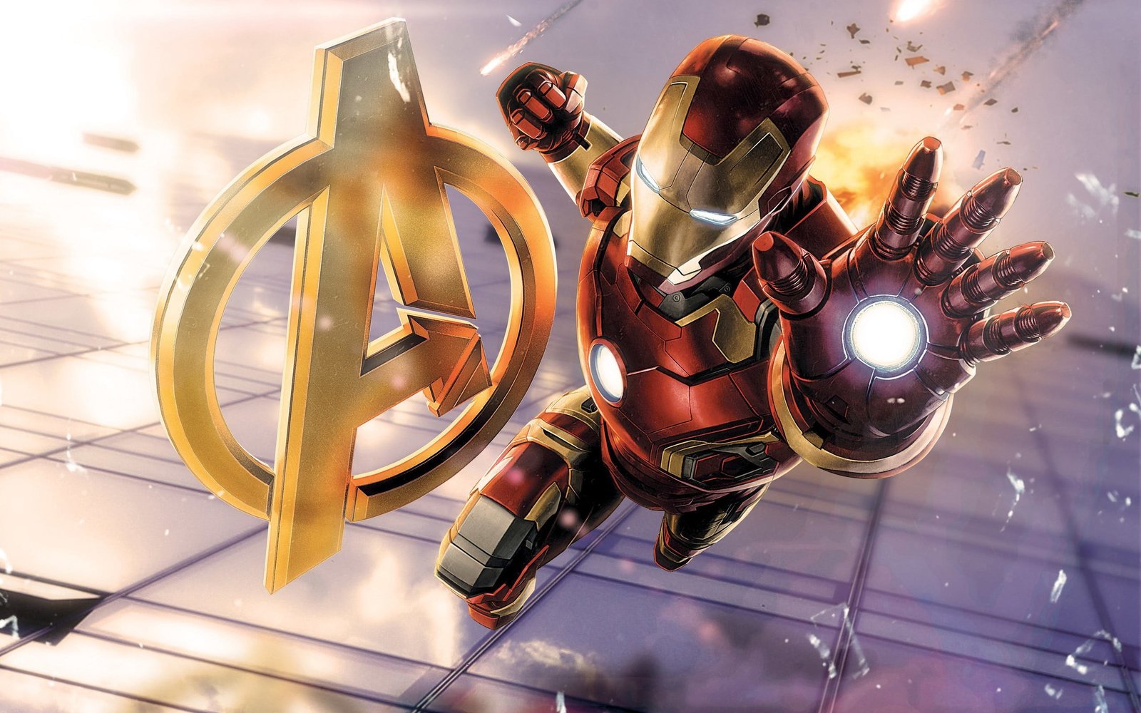 Marvel Avengers Iron Man digital wallpaper broken glass 2k