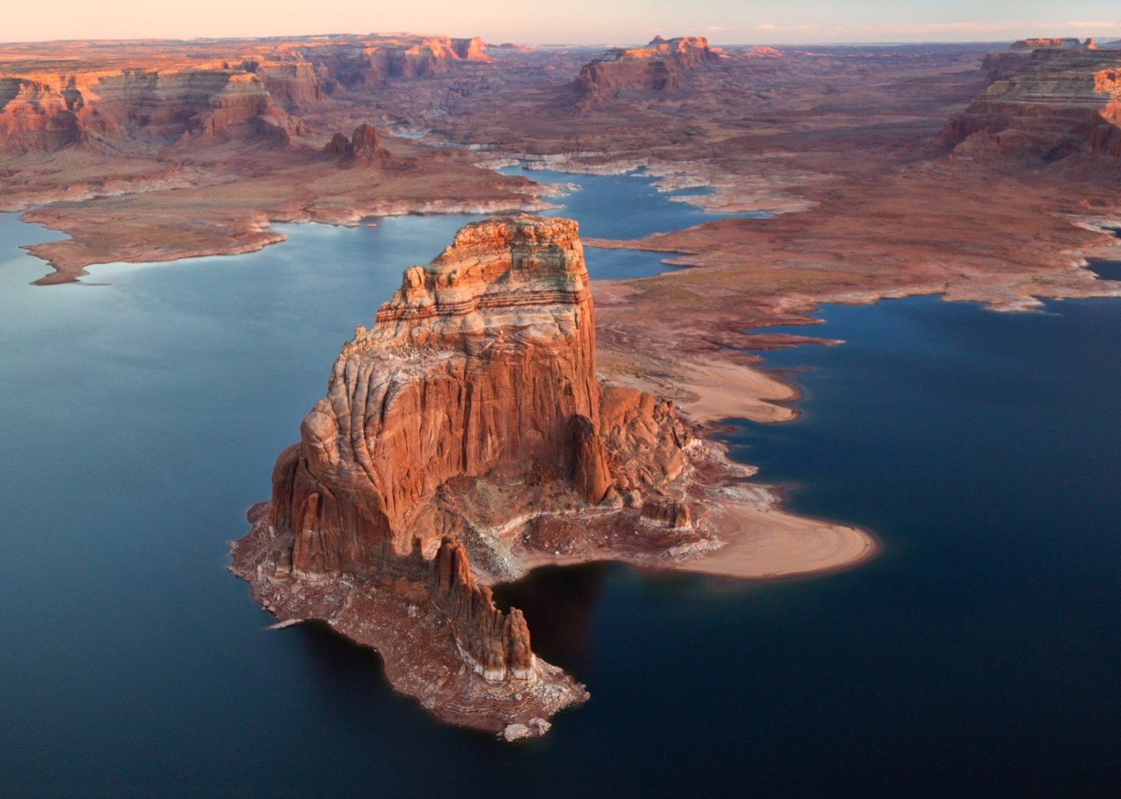 nature landscape lake sunset rock erosion desert Arizona 2k