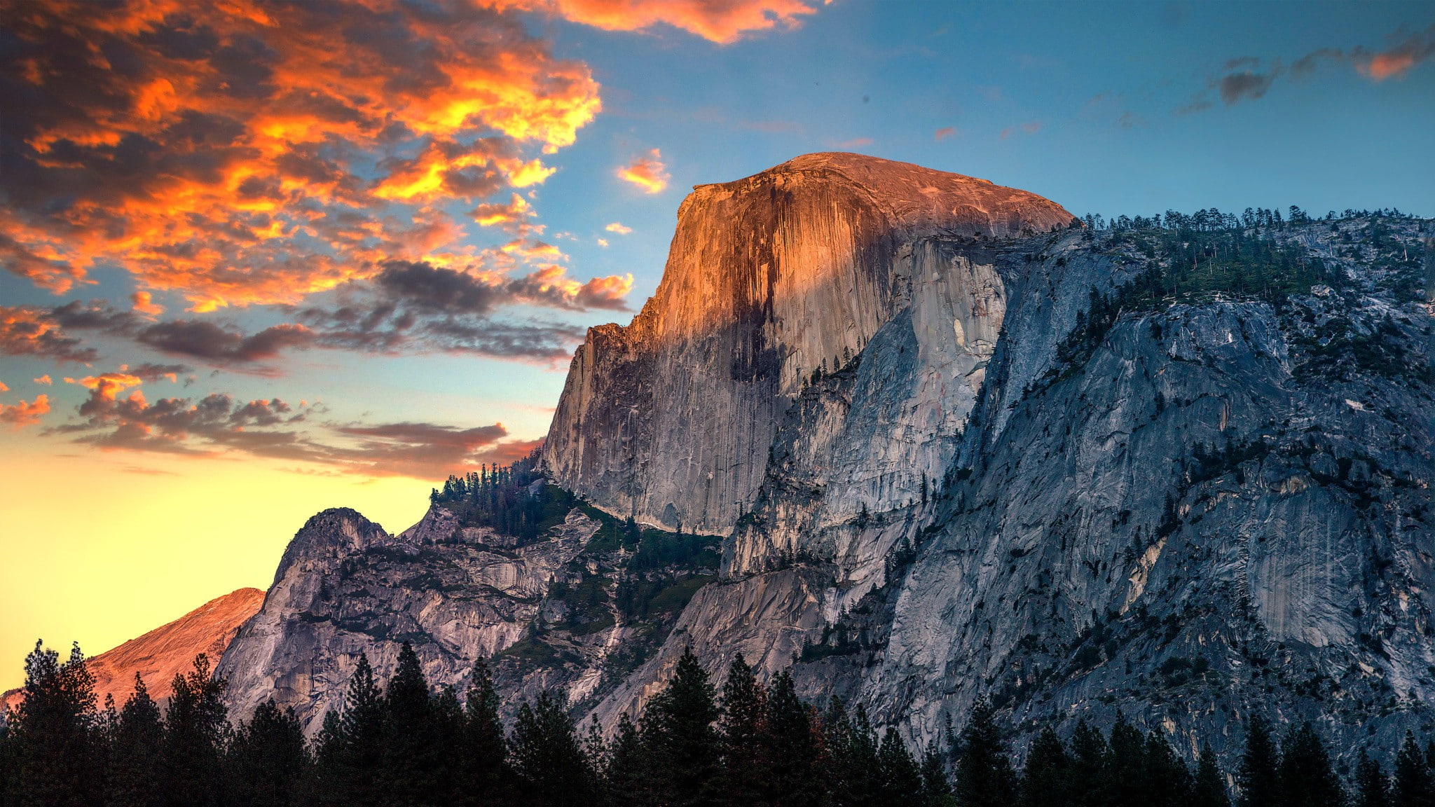 nature mountains cliff rock sunset Yosemite National Park 2k