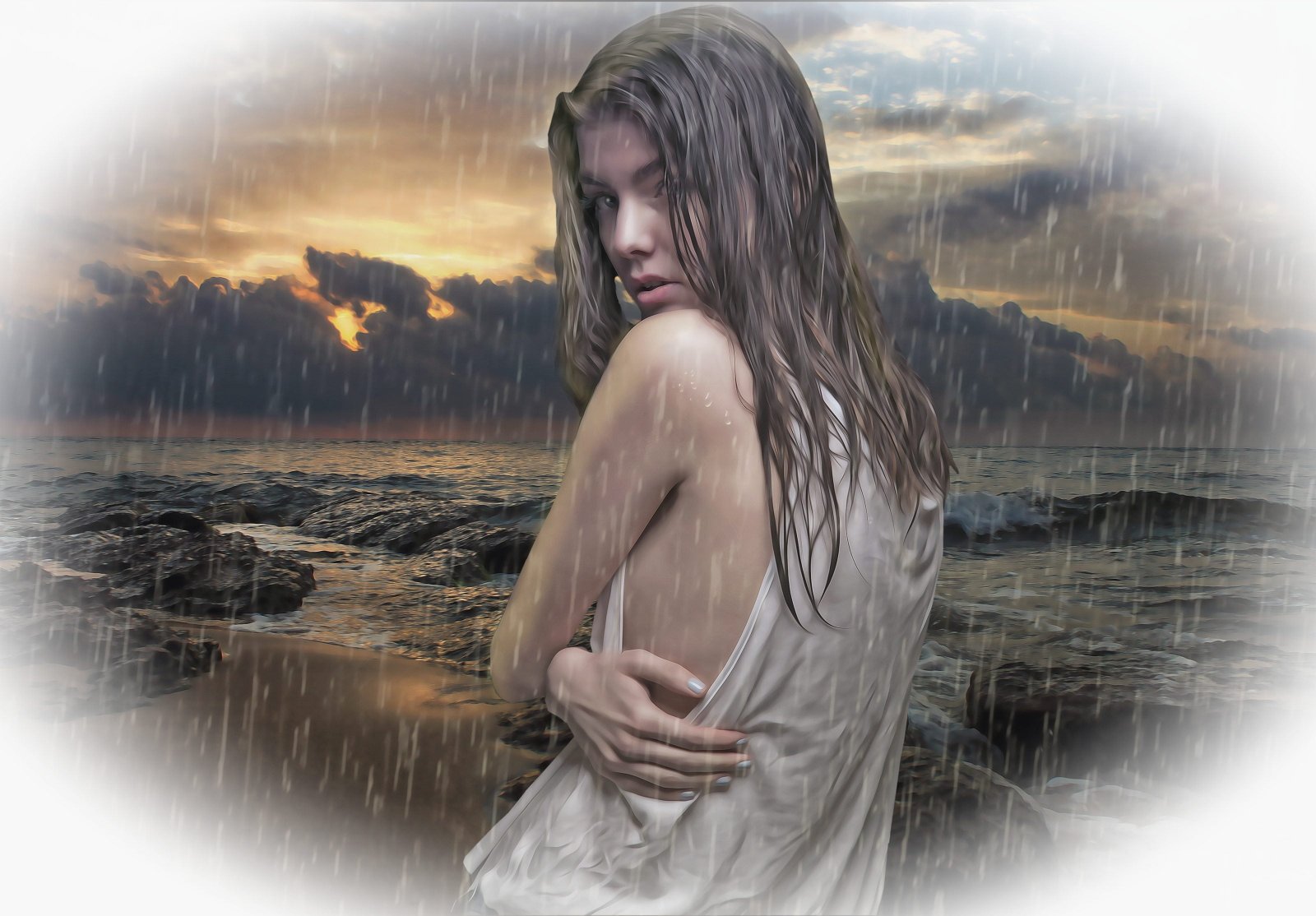 woman wearing white tank top near body of water female model 2k