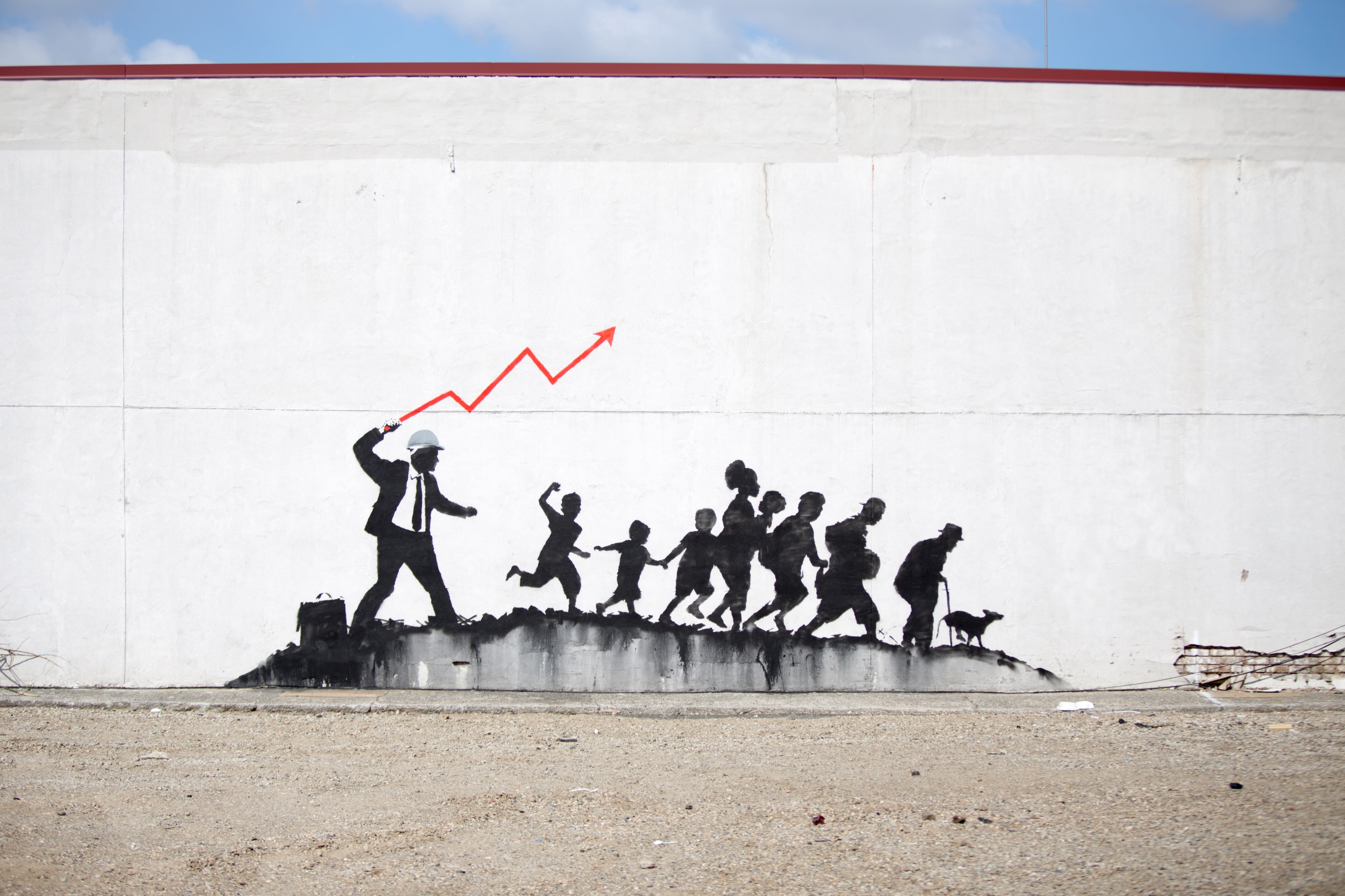 Banksy graffiti concrete urban wall street art group of people 73 2k 4k
