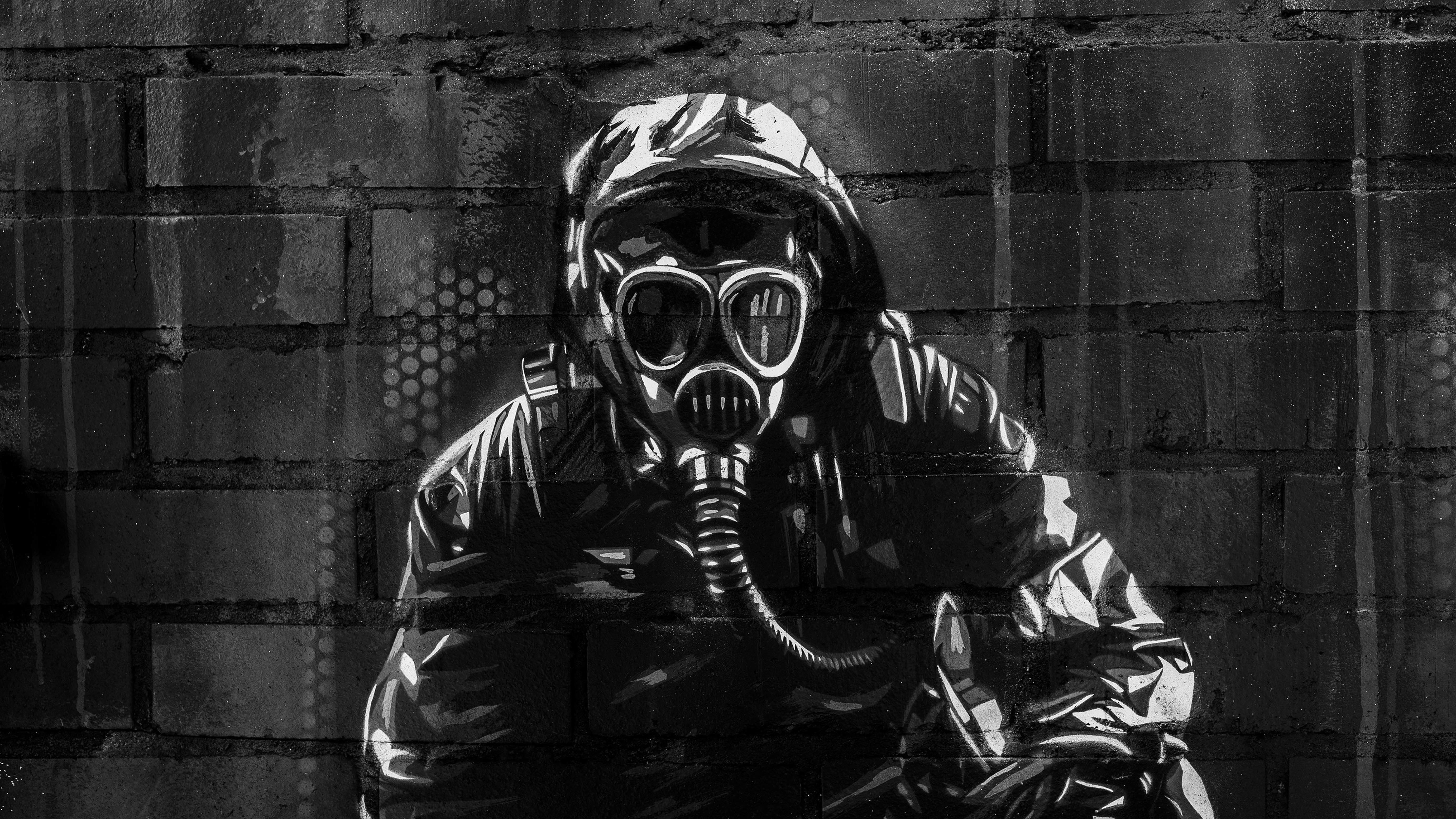 black gas mask surface wall graffiti texture machine Stalker 2k 4k 5k
