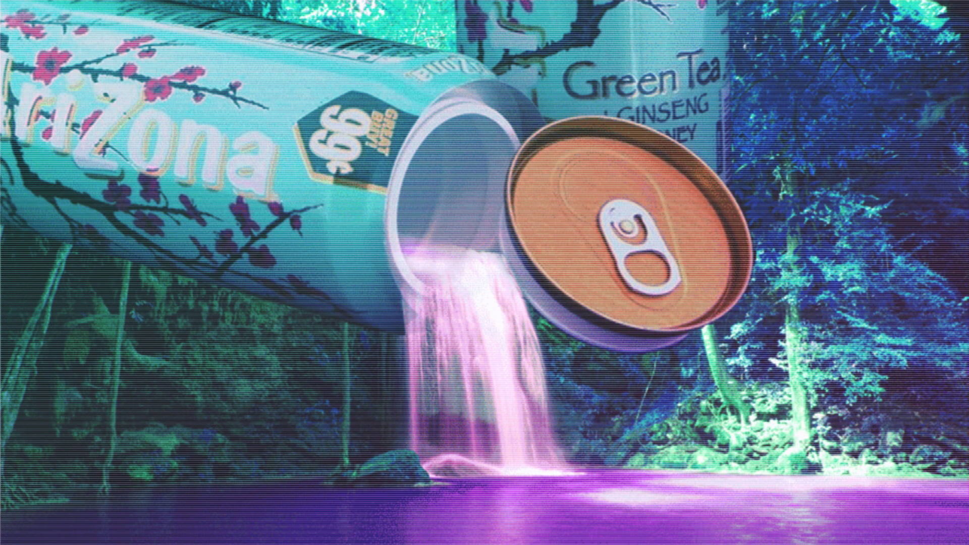 Green Tea Ginseng can digital wallpaper vaporwave s texture 2k