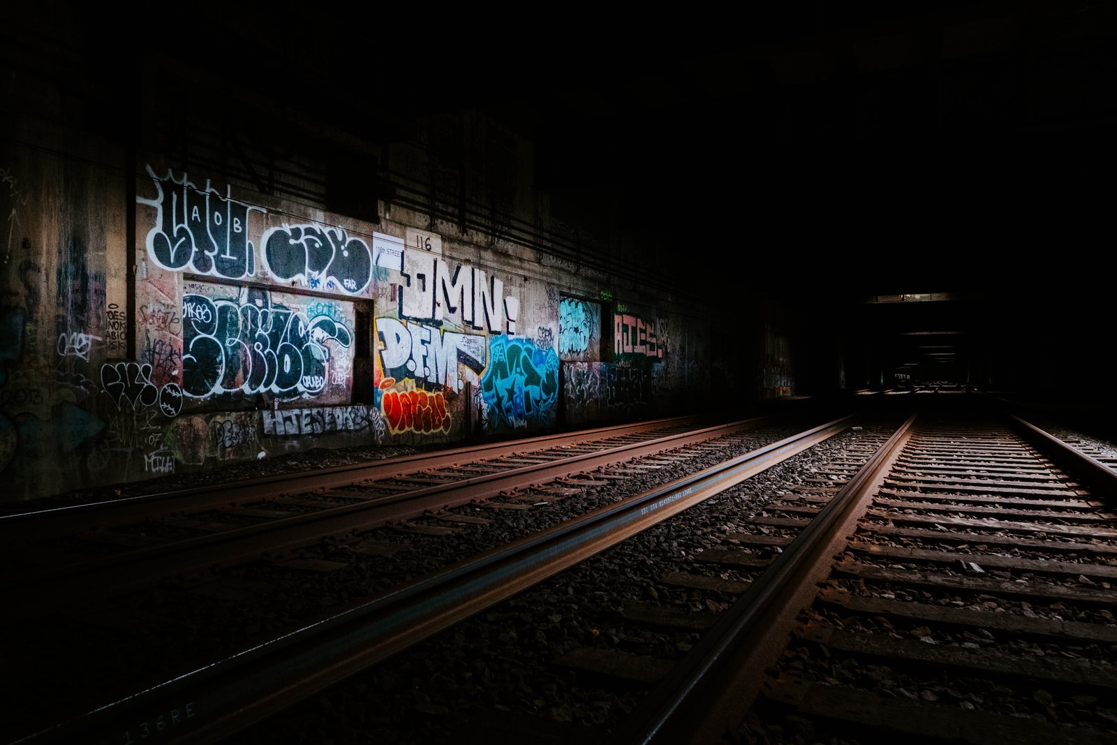 railway beside graffiti wall trail railways track graffitti 2k 4k 5k