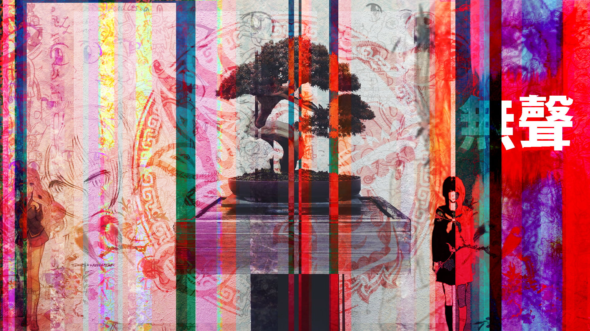 vaporwave anime girls Japan bonsai art and craft creativity 2k