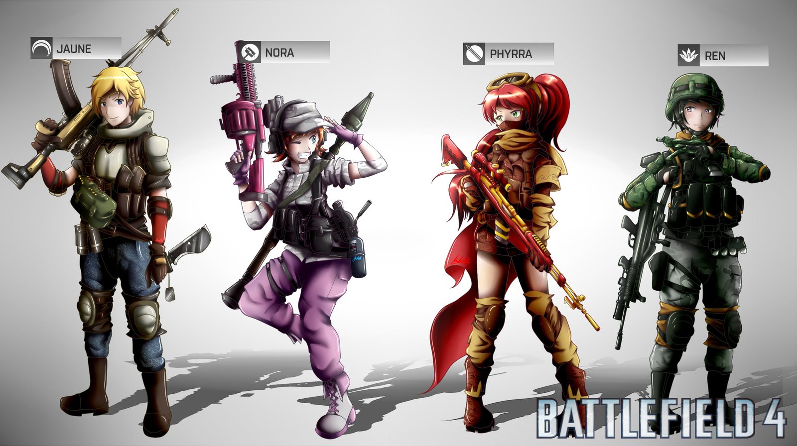 Battlefield 4 game wallpaepr RWBY anime boys girls weapon 2k