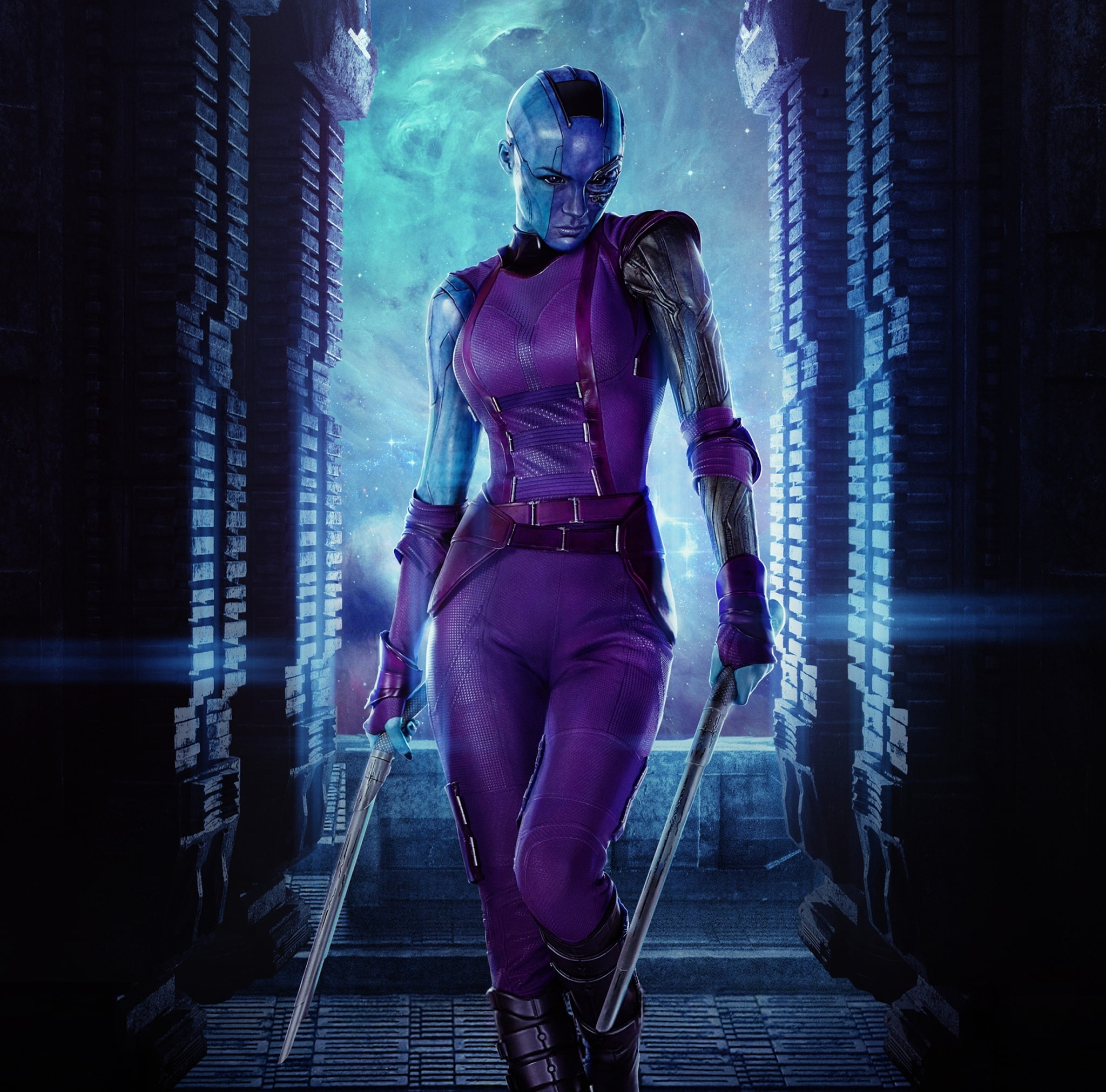 Nebula Guardians Of The Galaxy Movie woman character in purple costume 2k