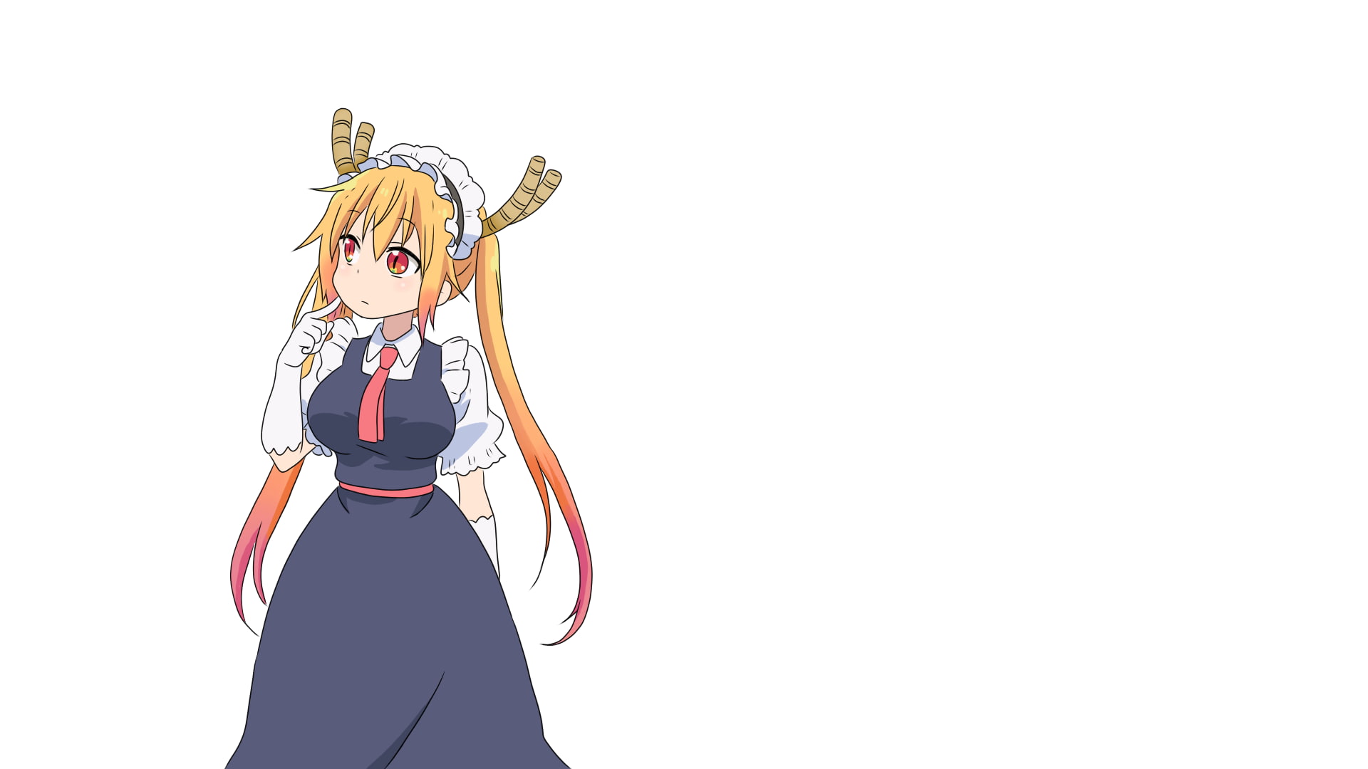 anime girls Kobayashi san Chi no Maid Dragon white background 2k