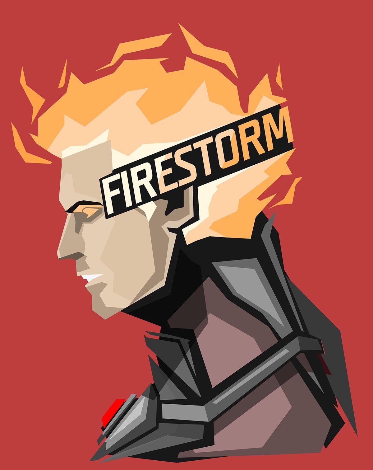 Firestorm cartoon illustration superhero DC Comics red background