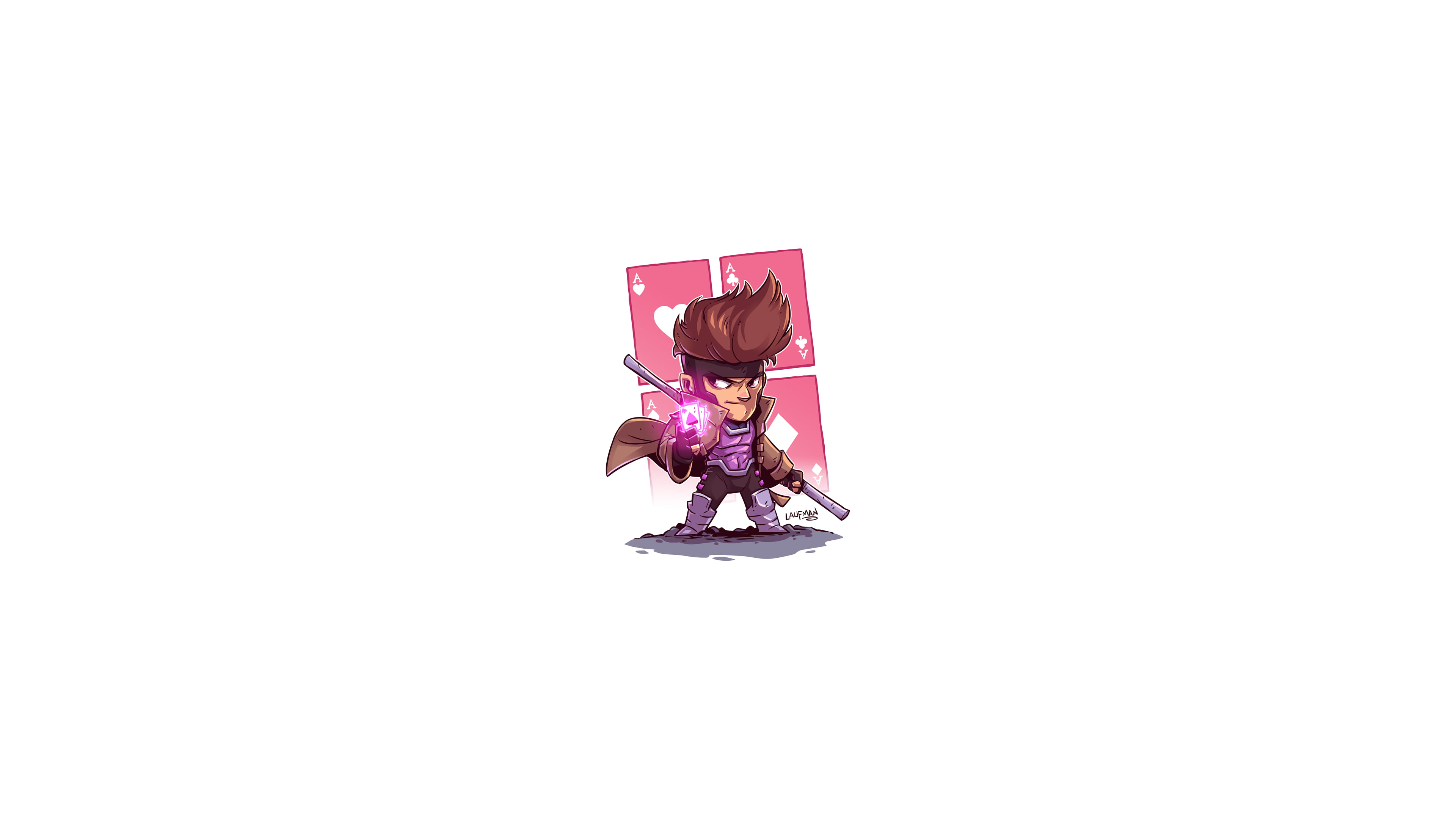 Gambit Marvel Comics chibi minimalism Heroes Men 2k 4k