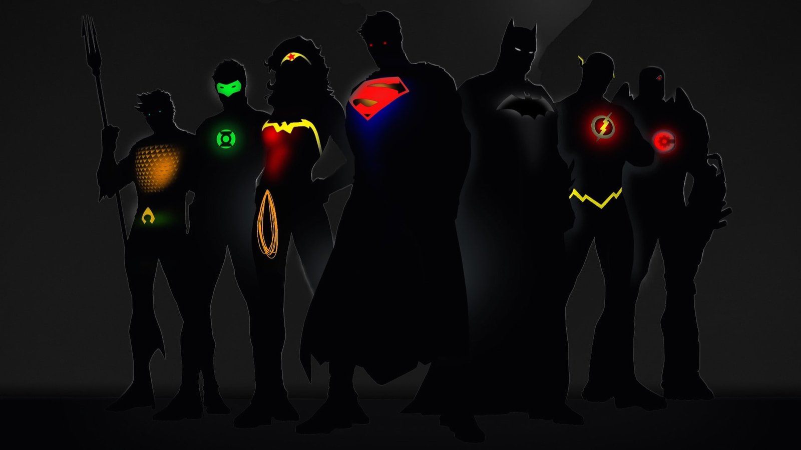 glow Wonder Woman Batman Green Lantern Superman superheroes 2k