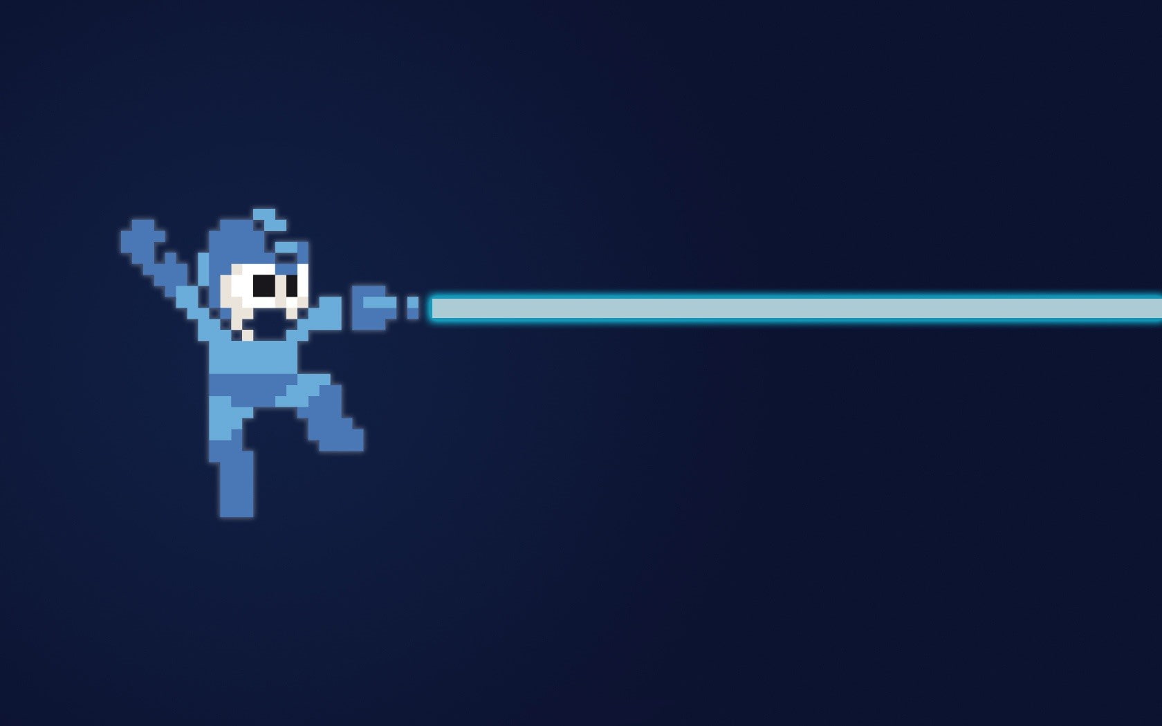 pixelated Mega Man retro games blue background 8 bit minimalism 2k