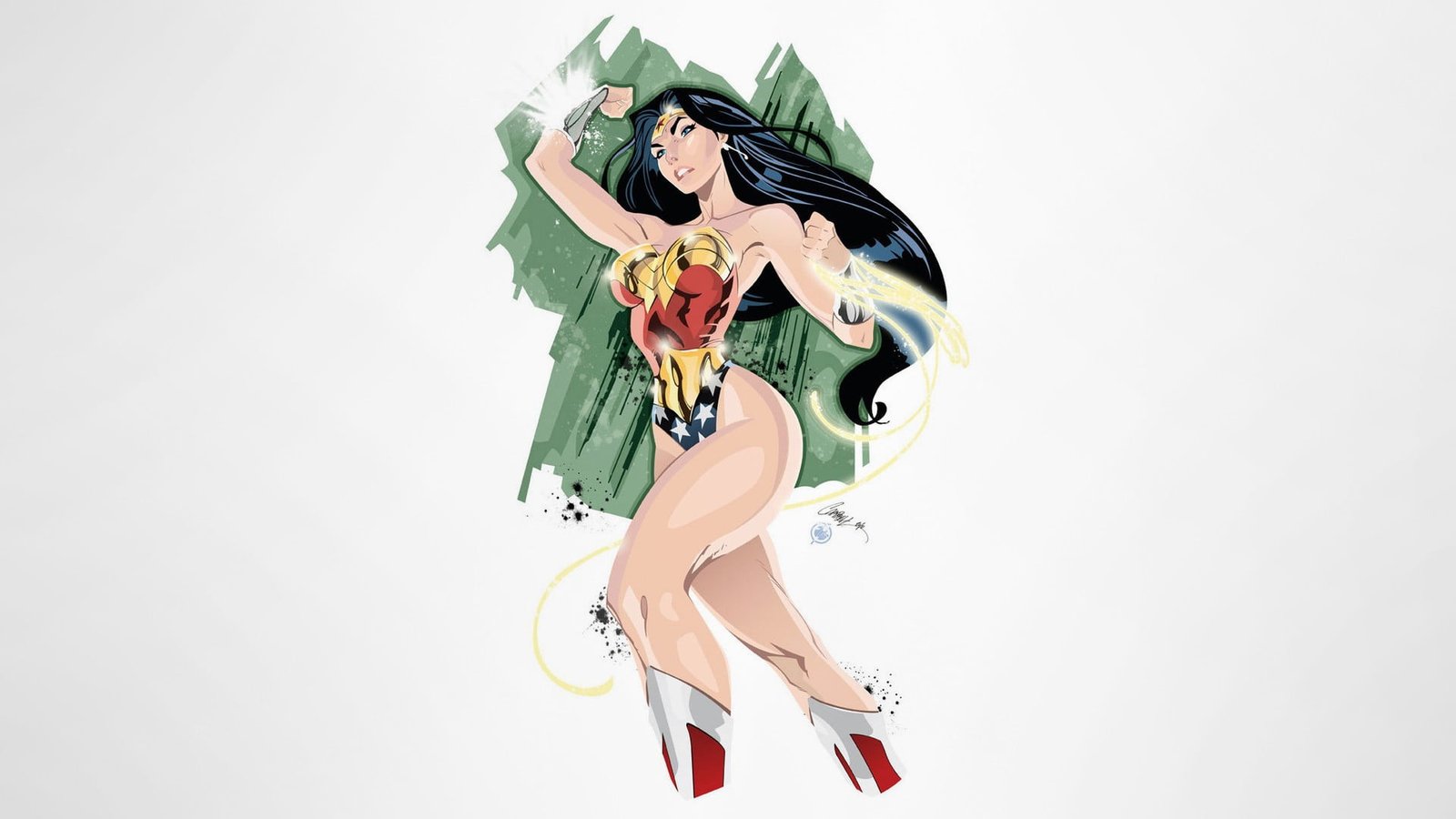 Wonder Woman DC Comics illustration simple background costumes 2k