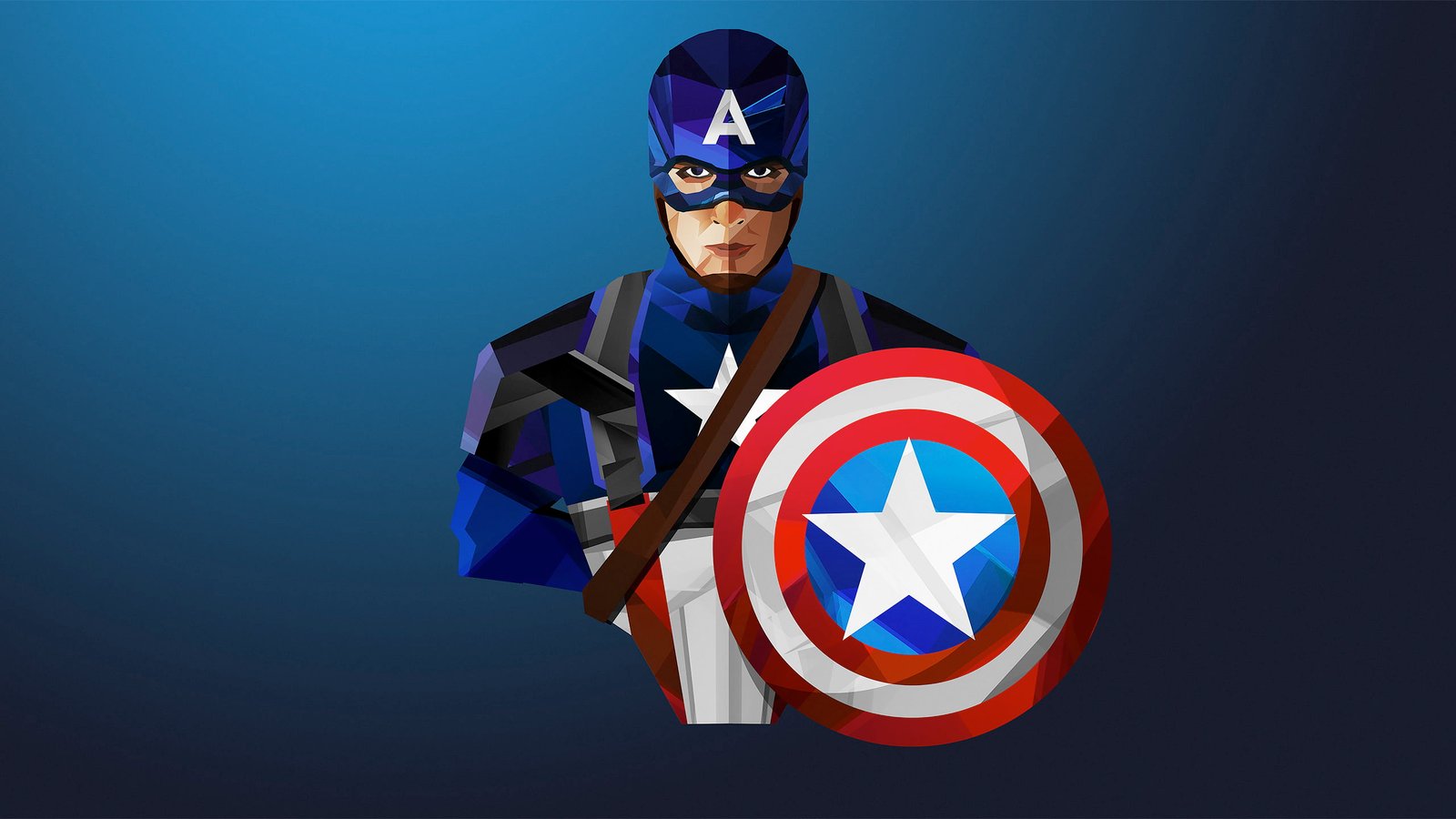 Artwork Captain America one person blue studio shot looking at camera 2k