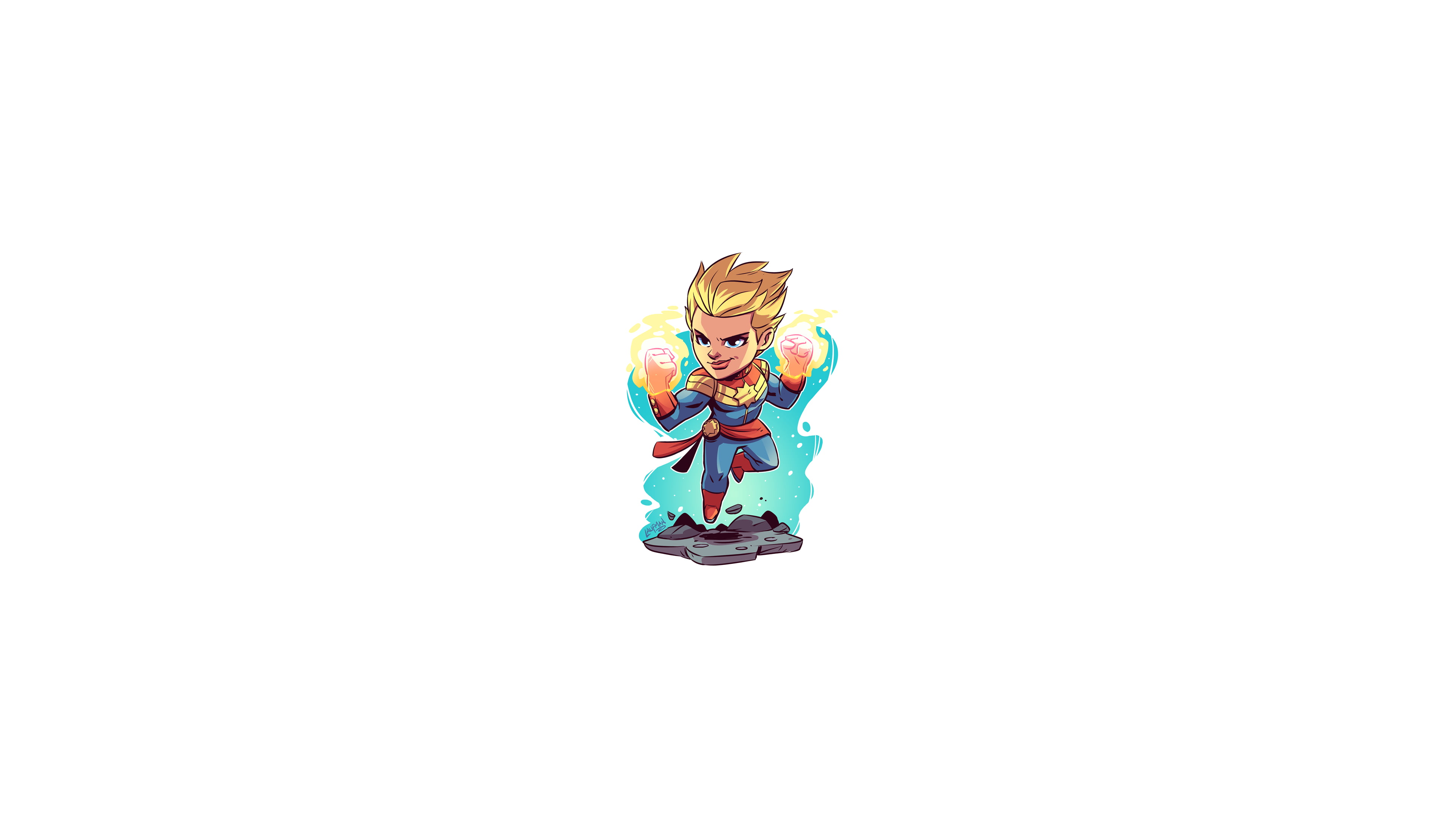 Captain Marvel Comics chibi minimalism MCU Heroes 2k 4k