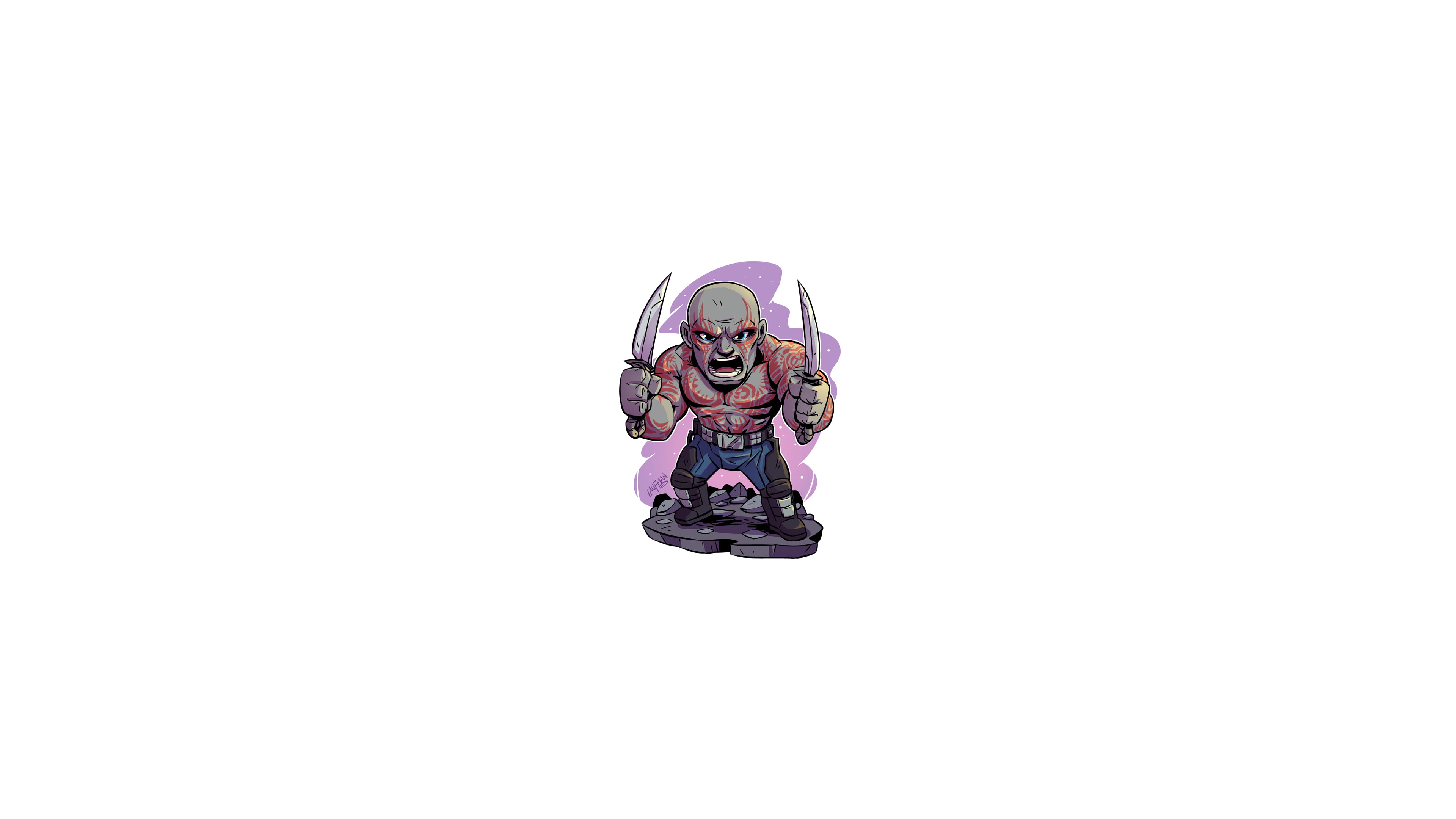 Marvel Cinematic Universe chibi minimalism Drax the Destroyer 2k 4k
