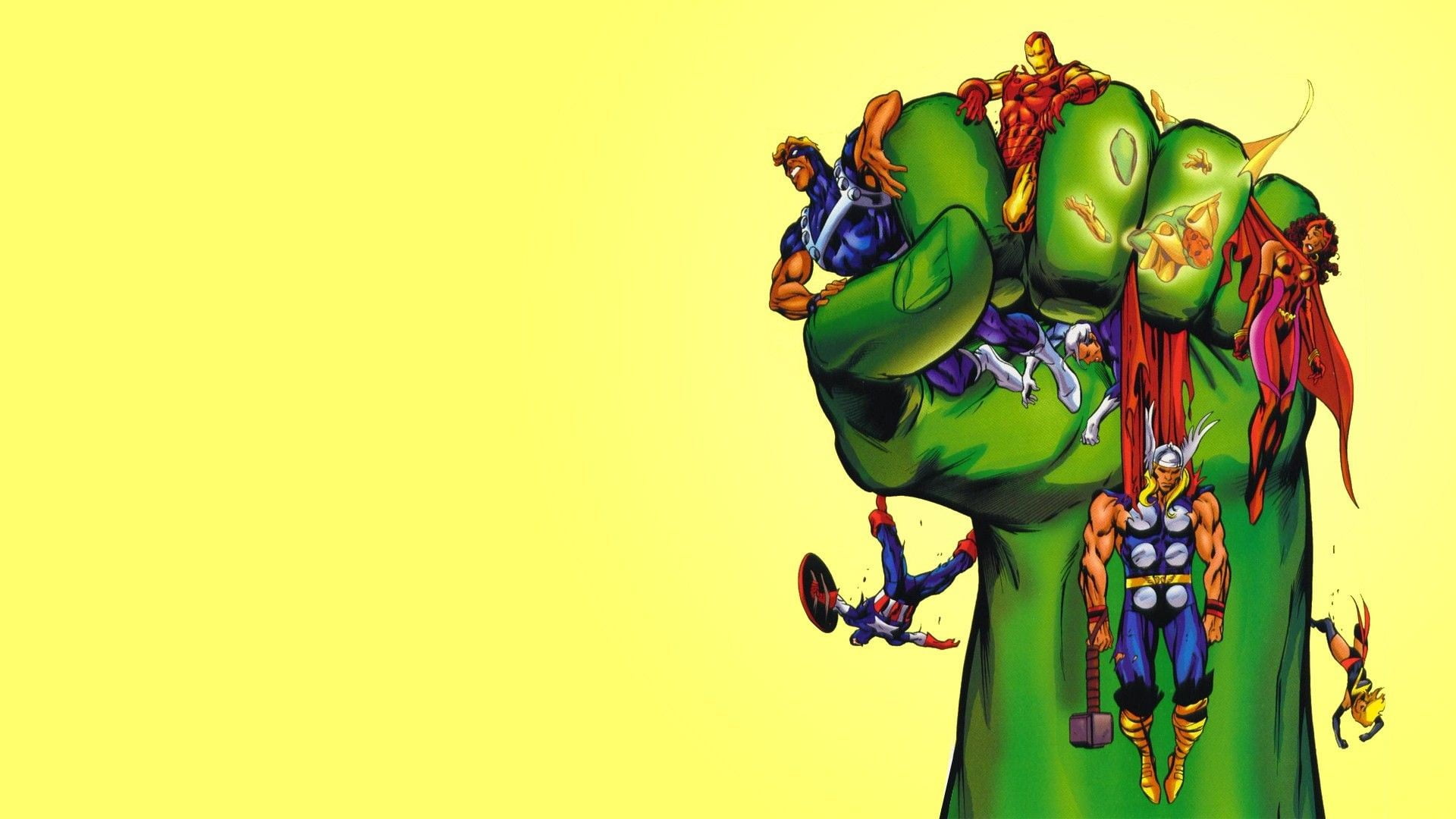 superheroes illustration Marvel Comics Hulk Goliath Scarlet Witch 2k
