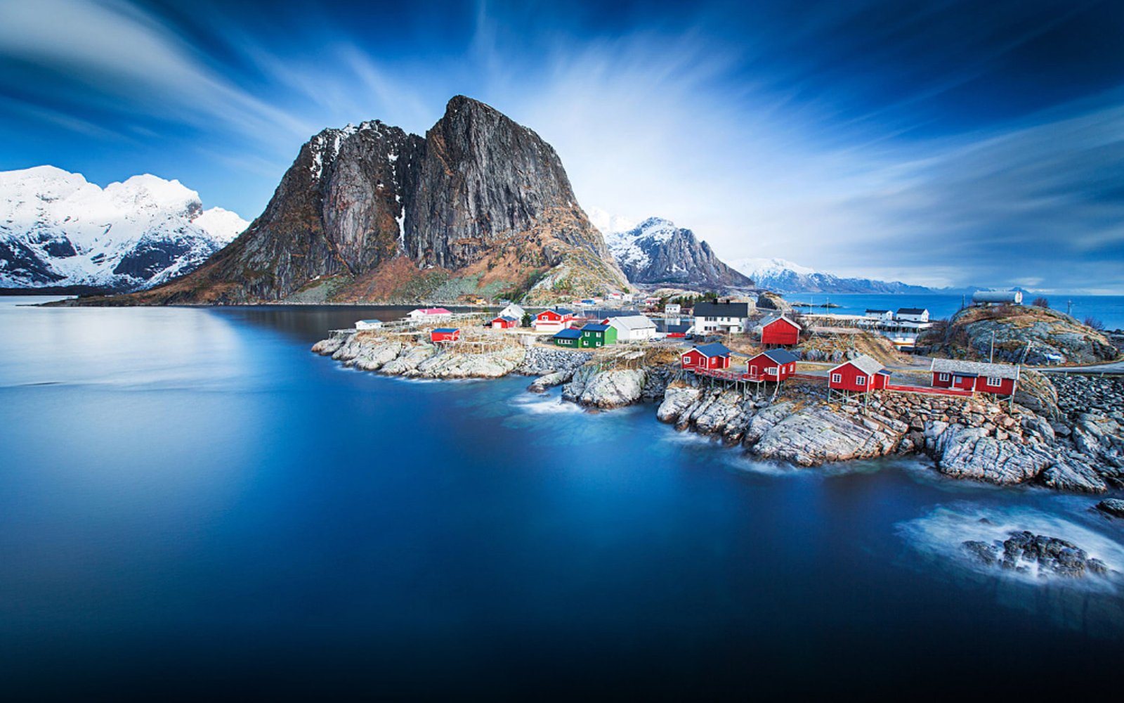 Hamnoy In Blue Norway Lofoten Hd Wallpapers For Desktop water 2k