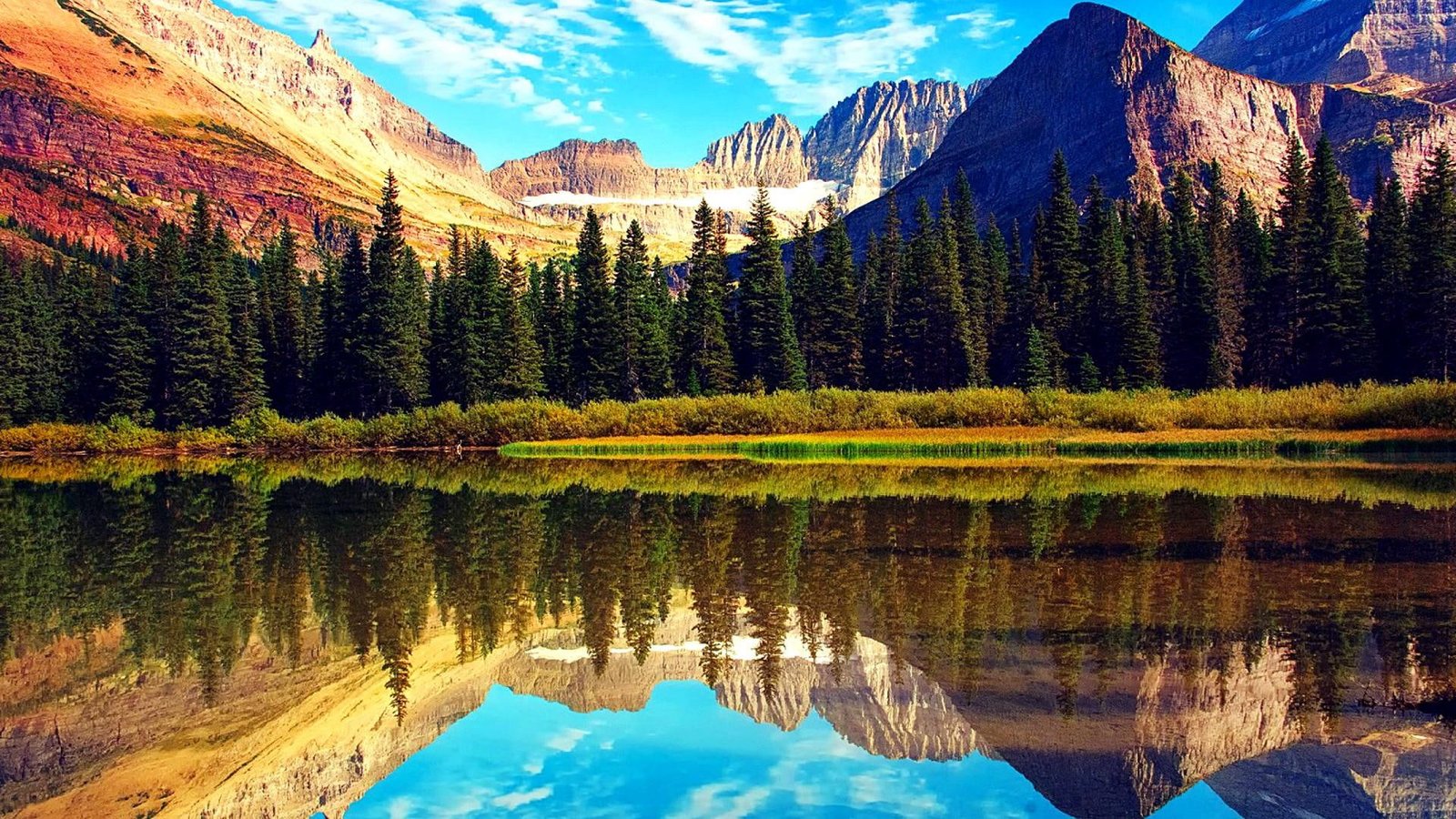 reflection nature wilderness mountain water national park 2k