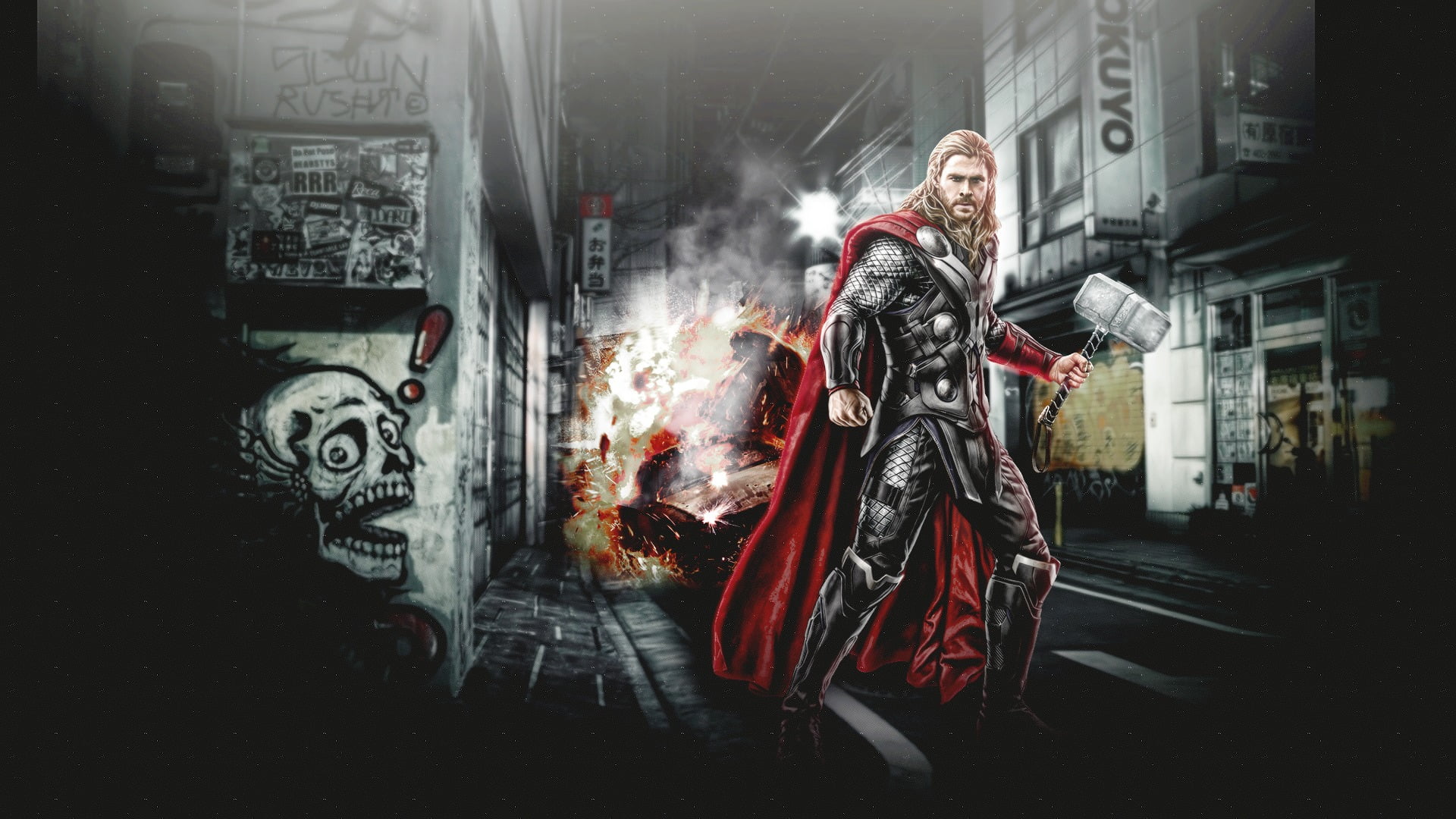 superhero Thor smoke physical structure one person adult 2k