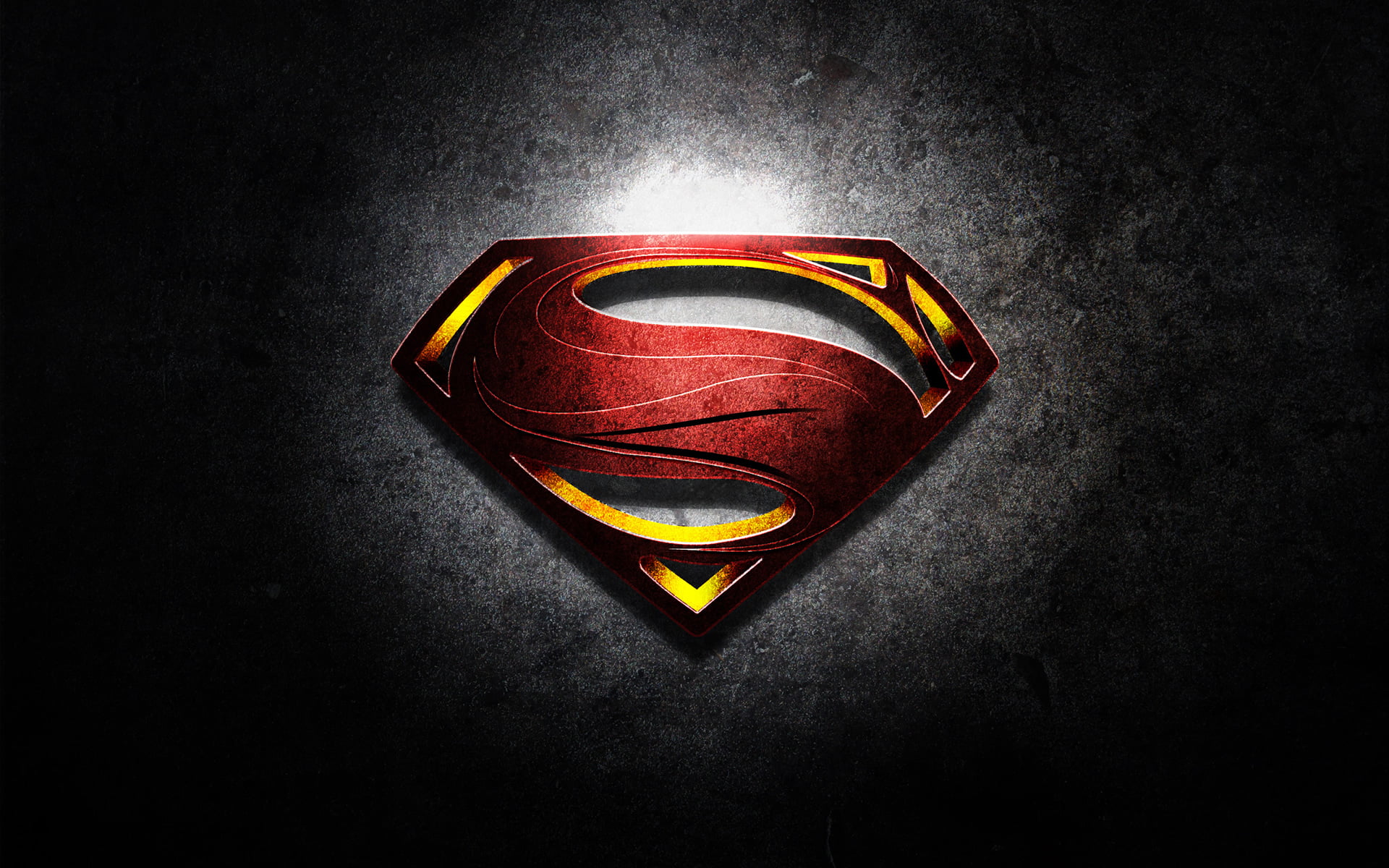 Superman logo steel superhero black background studio shot 2k
