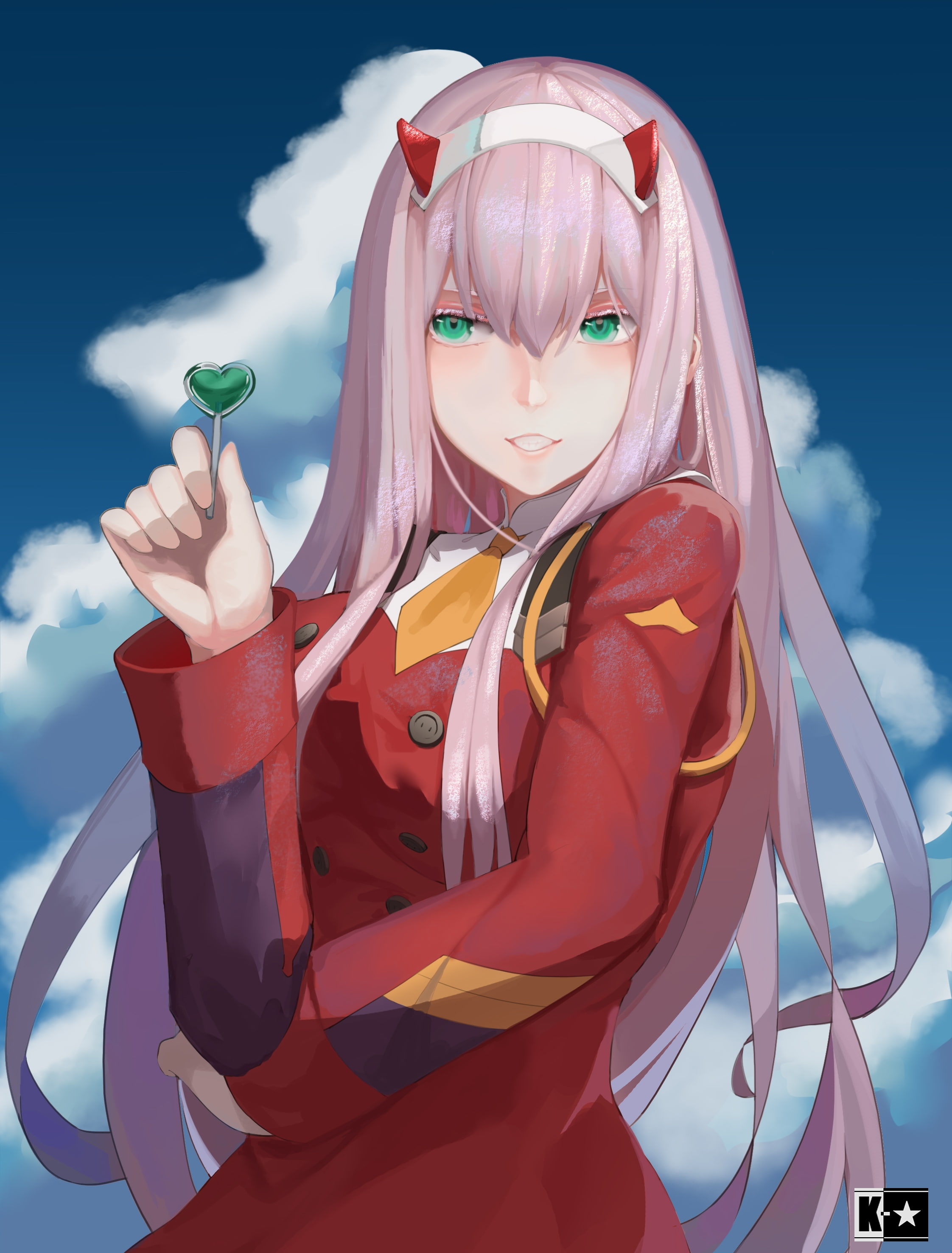 zero two darling in the franxx pink hair Anime sky cloud 2k