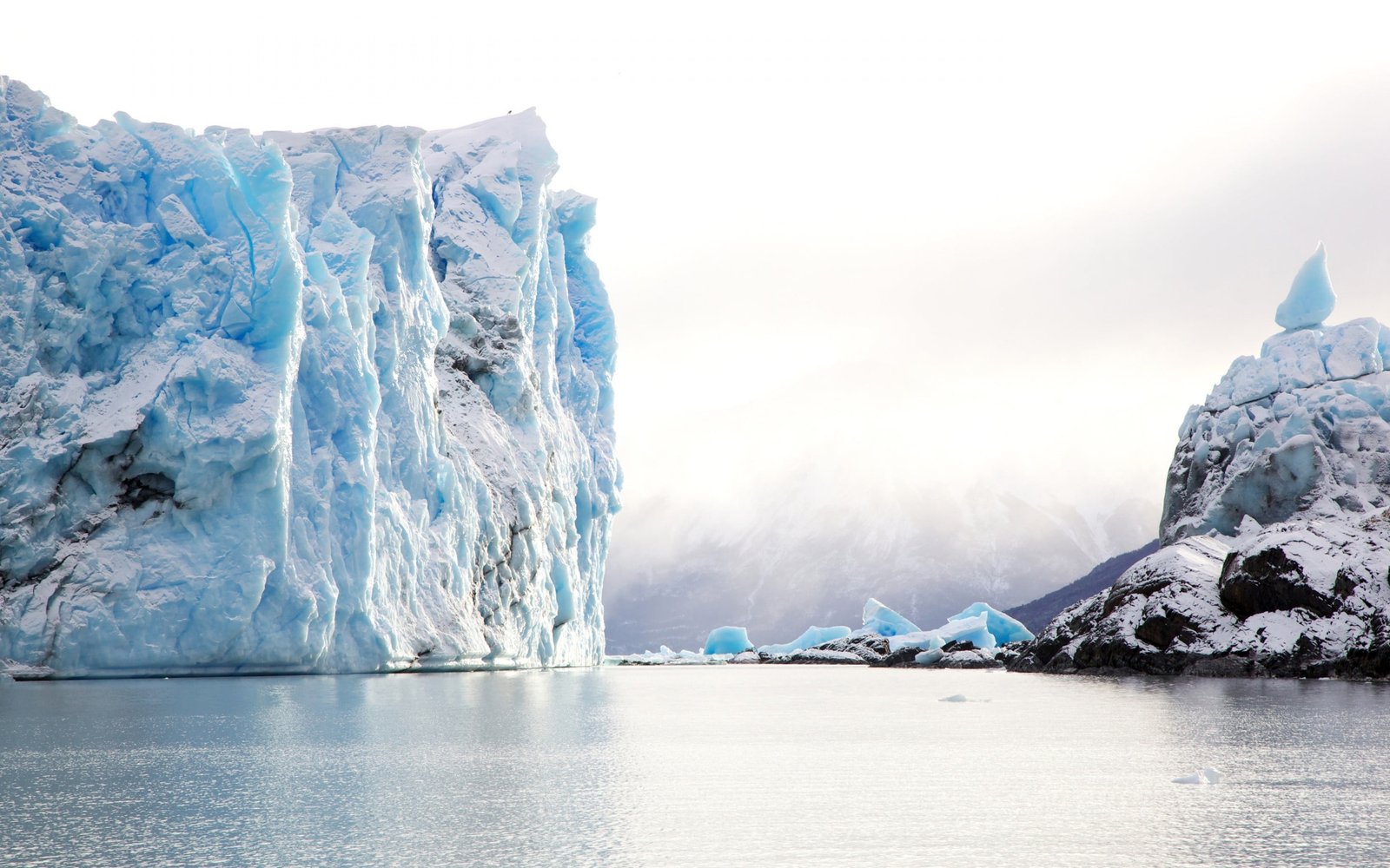 calm body of water nature landscape winter iceberg sea clouds 2k