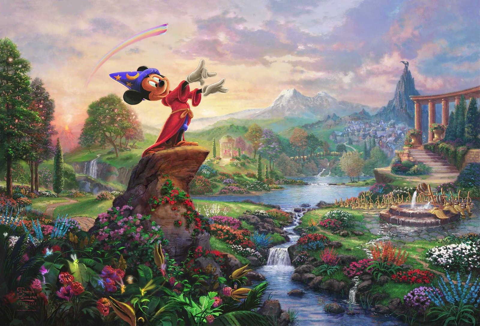 Mickey Mouse standing near body of water wallpaper flowers nature 2k