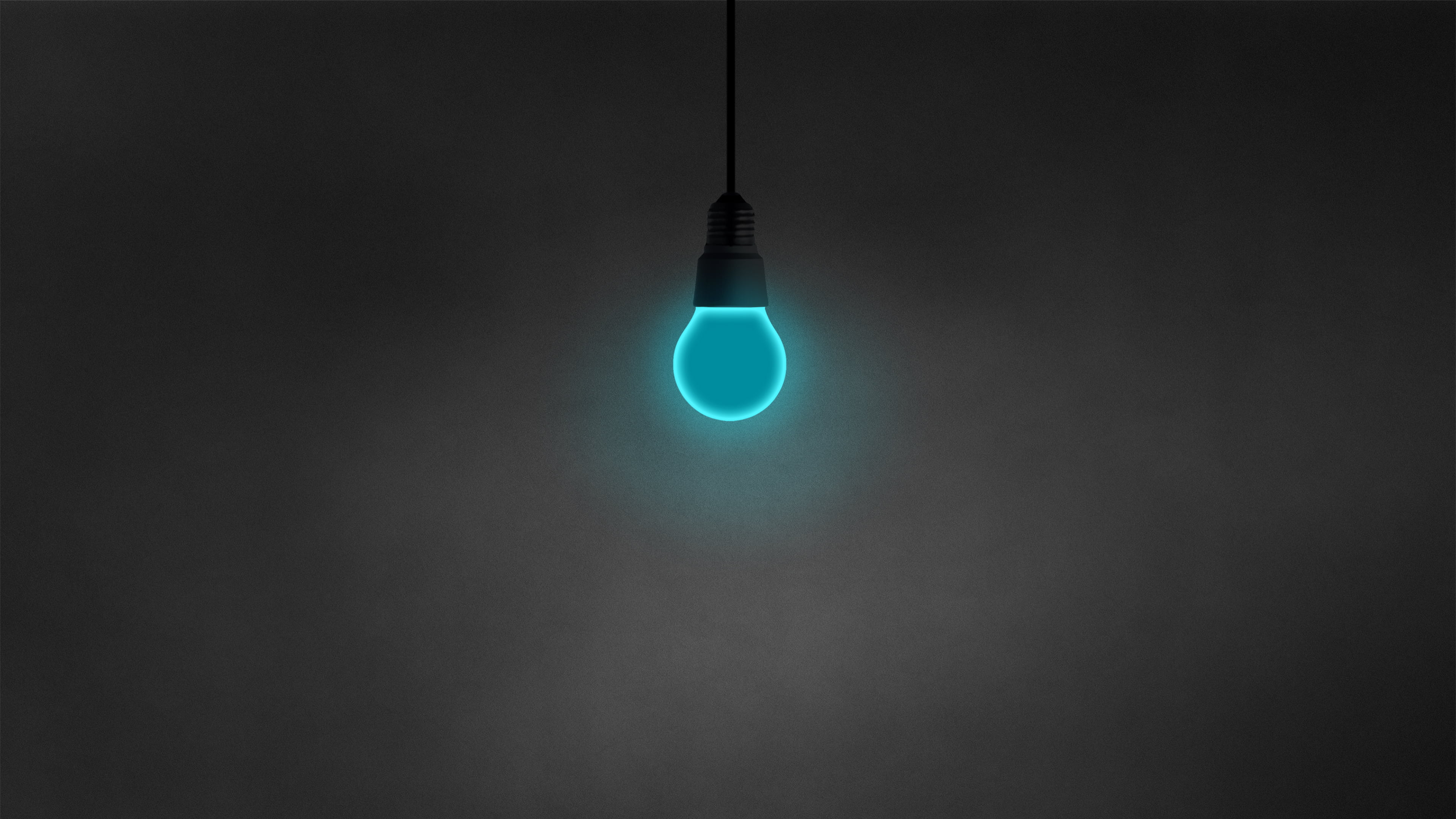 black LED bulb minimalism dark simple cyan light Bulb electric Lamp 2k 4k