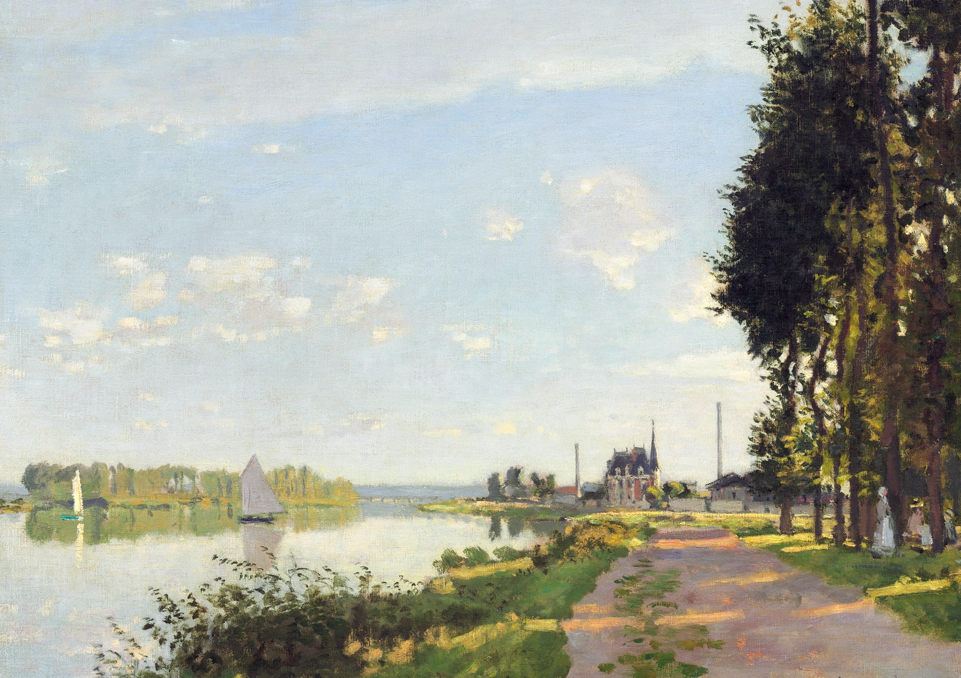 landscape river boat picture sail Claude Monet The walk at Argenteuil 2k