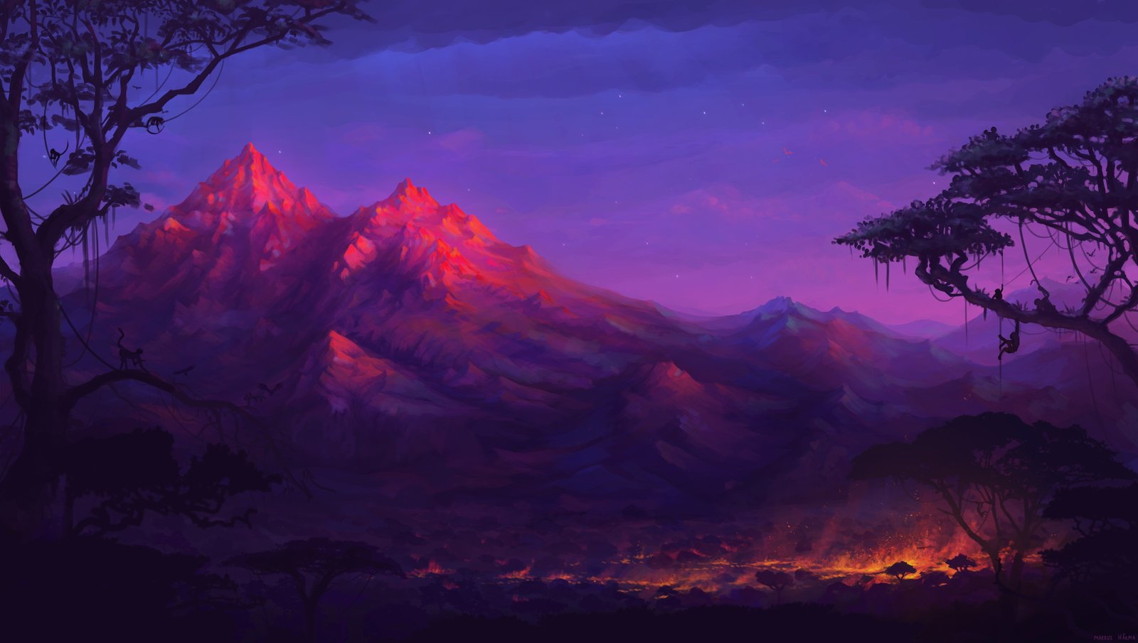 mountain painting artwork fantasy art mountains colorful 2k 4k 5k