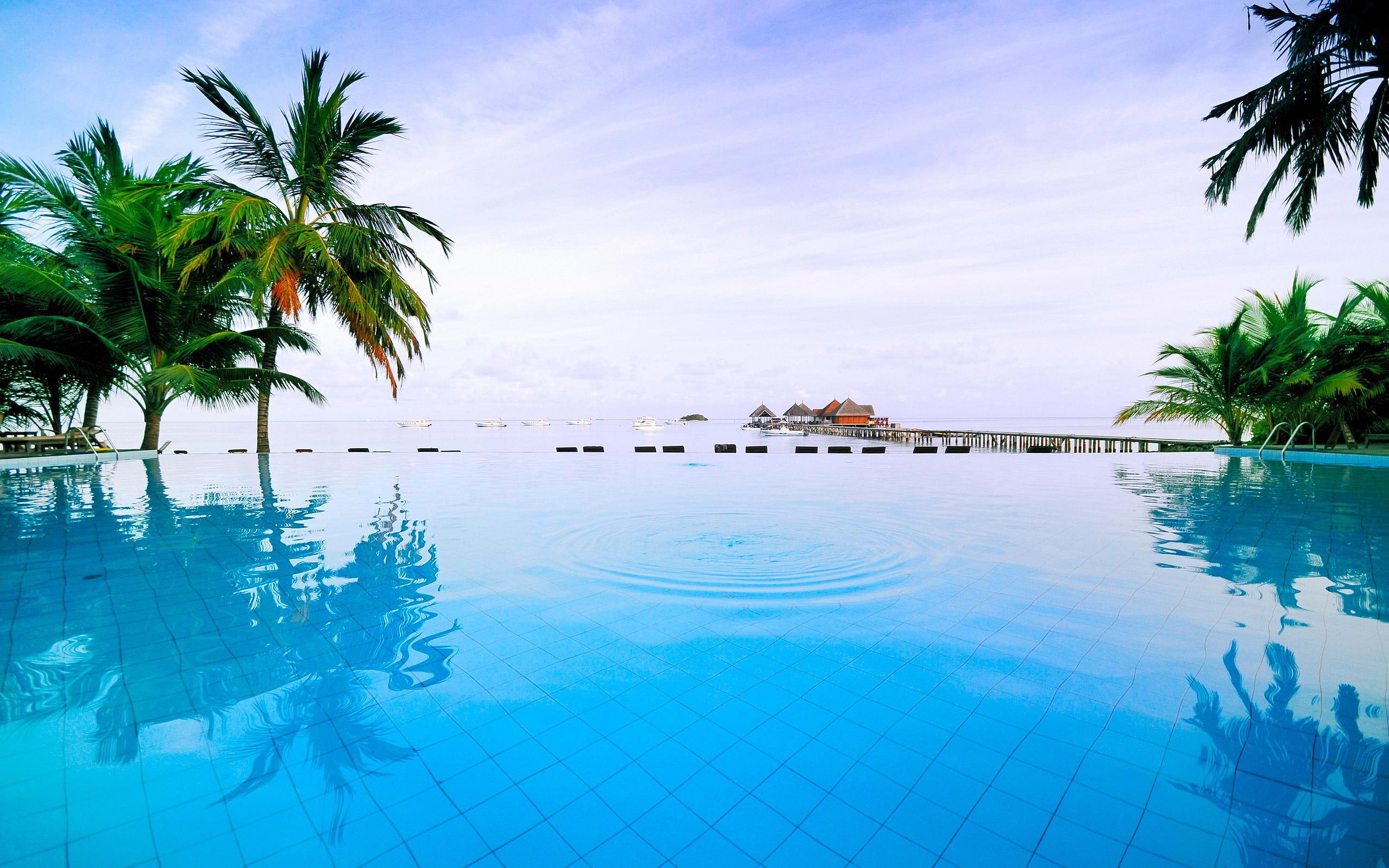 Pool Resort Maldives beach nature 2k