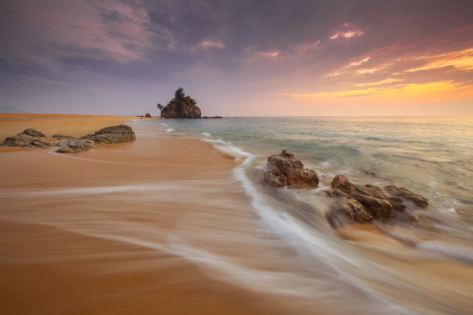 sea landscape beach water bora flow HD wallpaper kemasik 2k 4k 5k