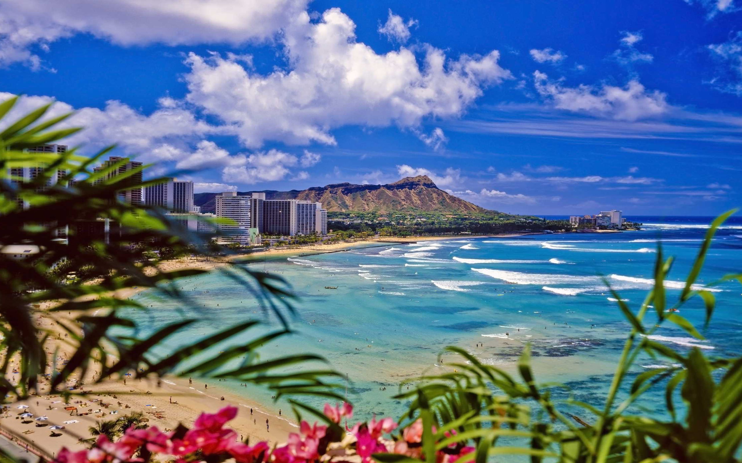 Waikiki Beach Oahu Desktop Wallpaper Hd 2k