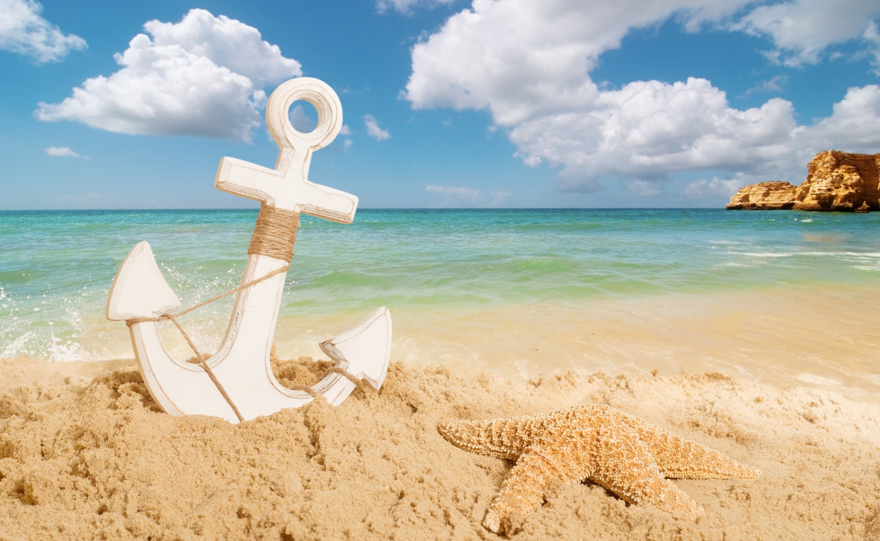 Anchor On The Beach white anchor on sand digital wallpaper Nature 2k