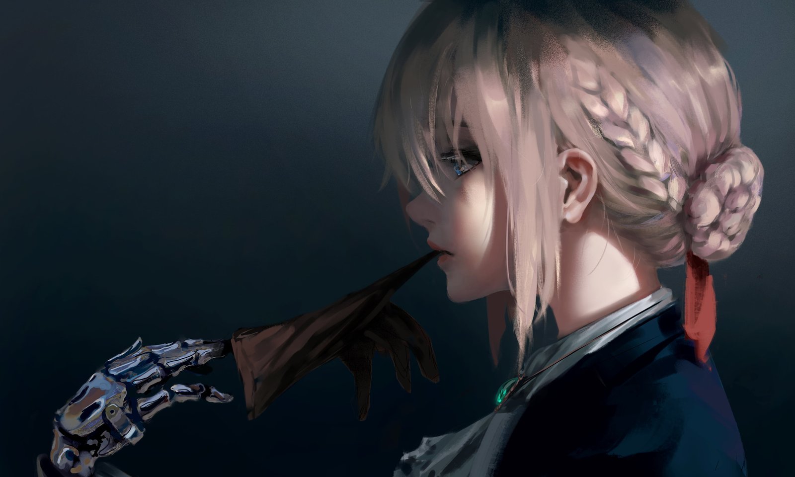 anime woman in blue top illustration WLOP Violet Evergarden 39 2k 4k
