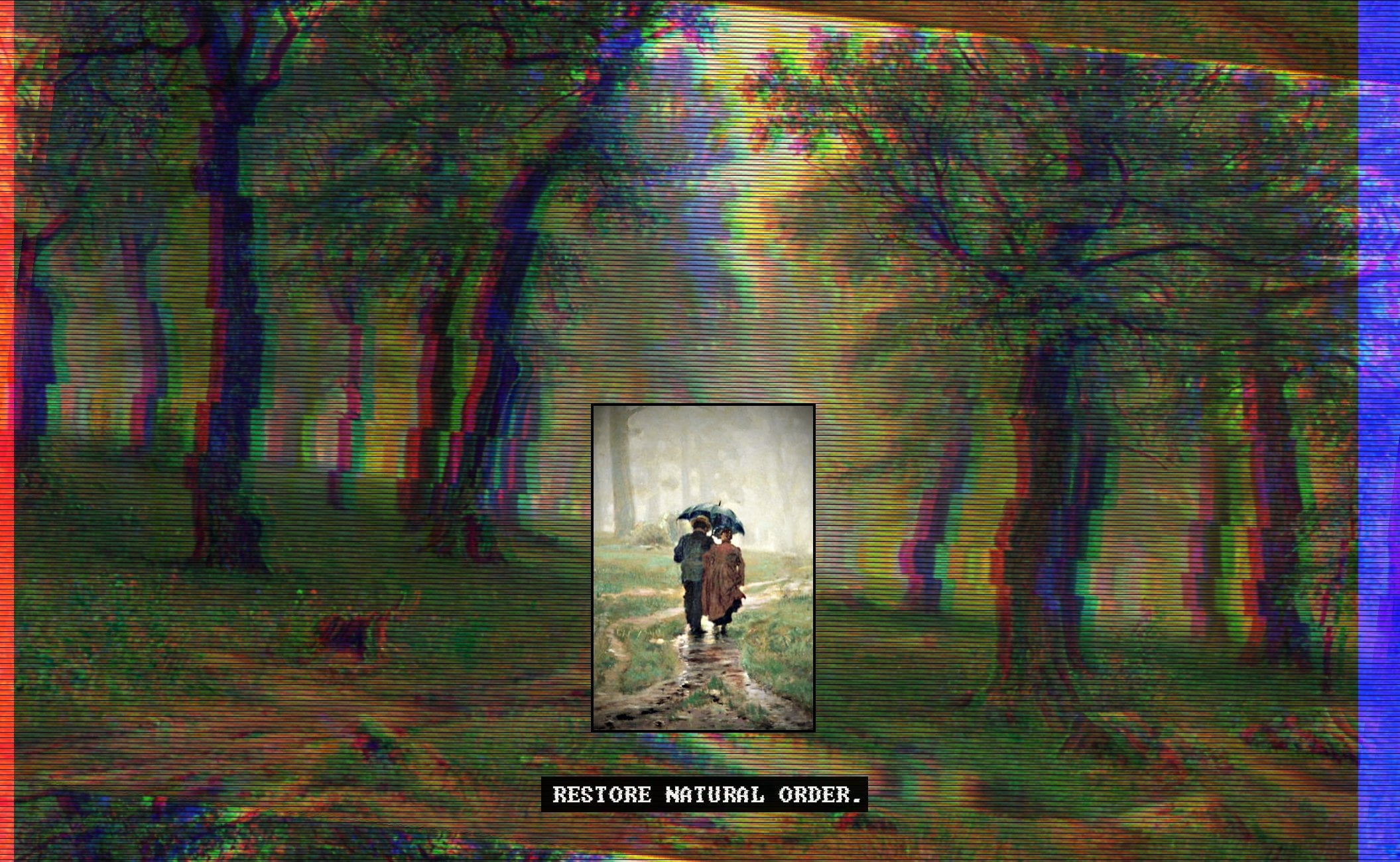 fashwave glitch art vaporwave nature rain couple Europe 2k