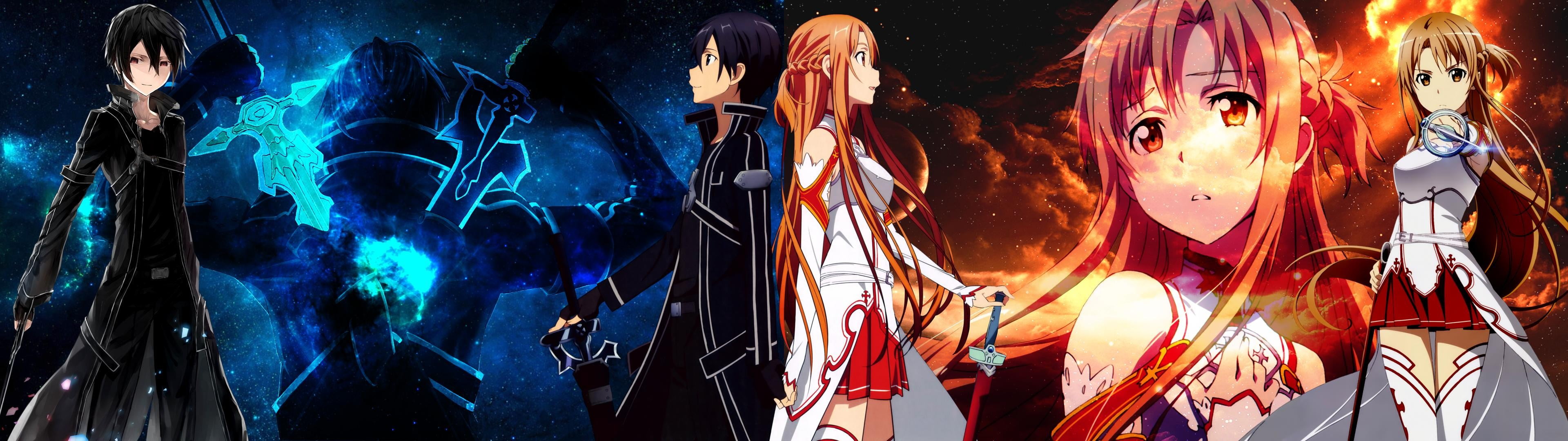 Kirito and Asuna from SAO Sword Art Online Yuuki anime 2k 4k