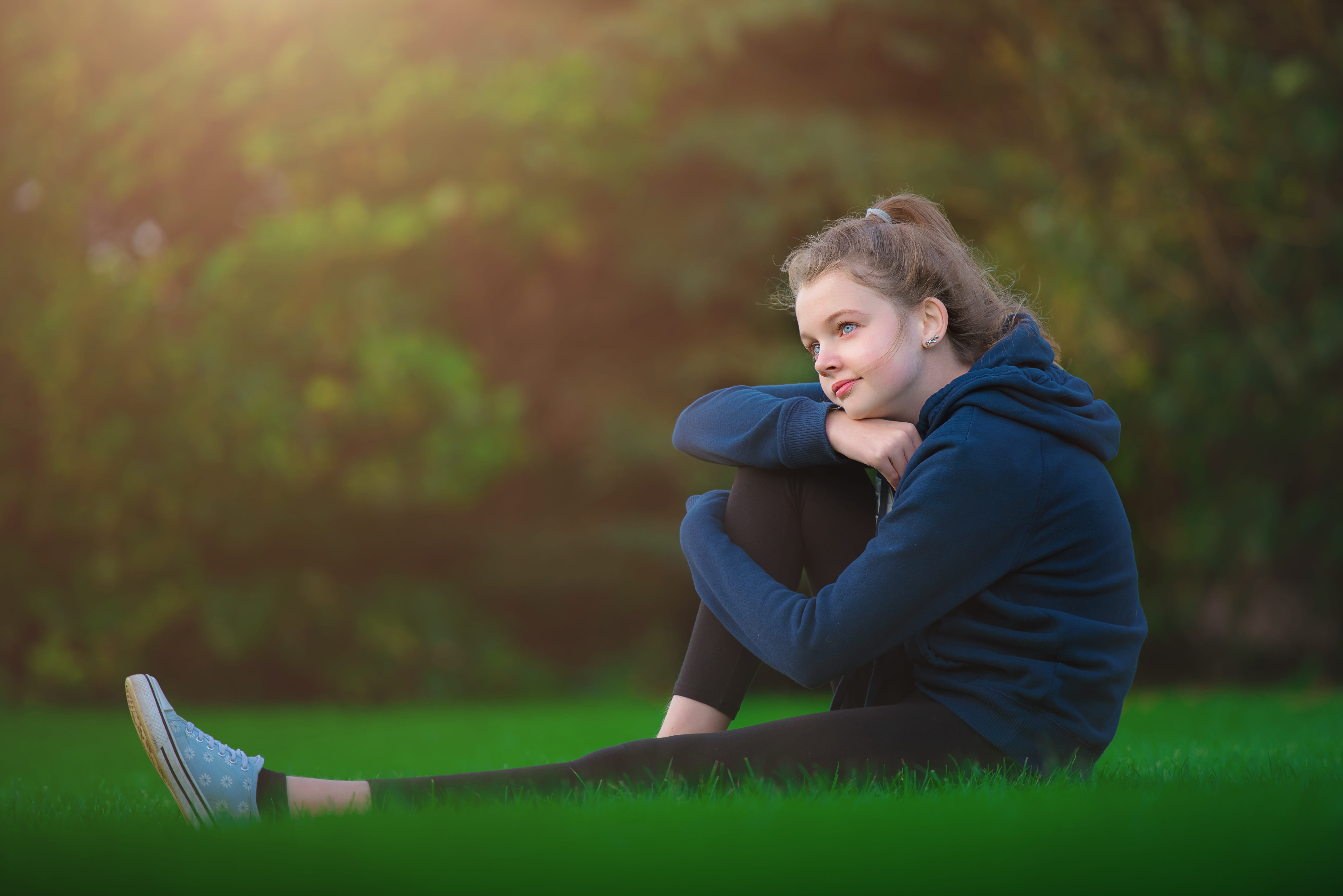 little girl wildflowers meadow child happiness childhood 2k 4k 5k