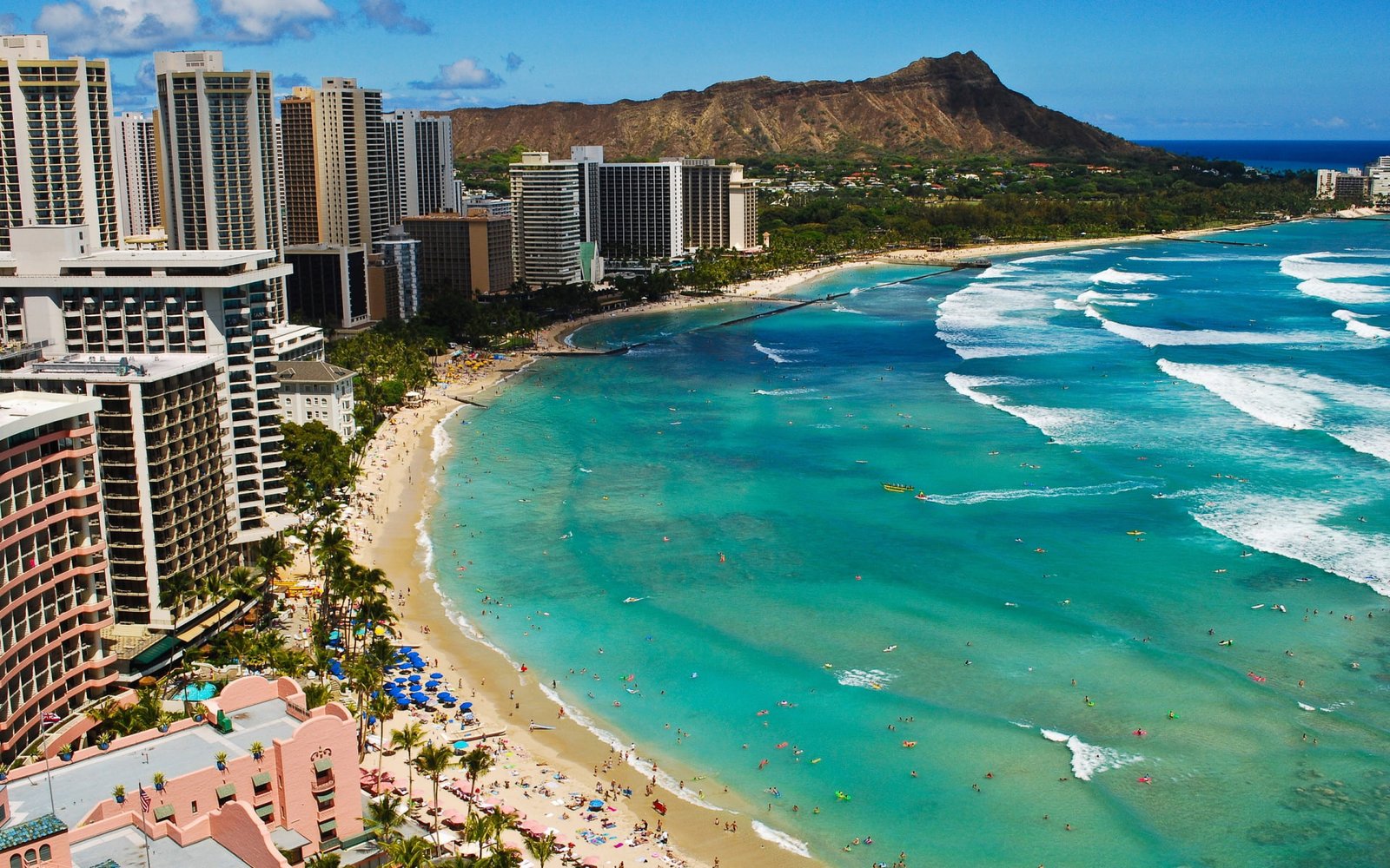 Waikiki beach Hawaii building structure and travel world 2k