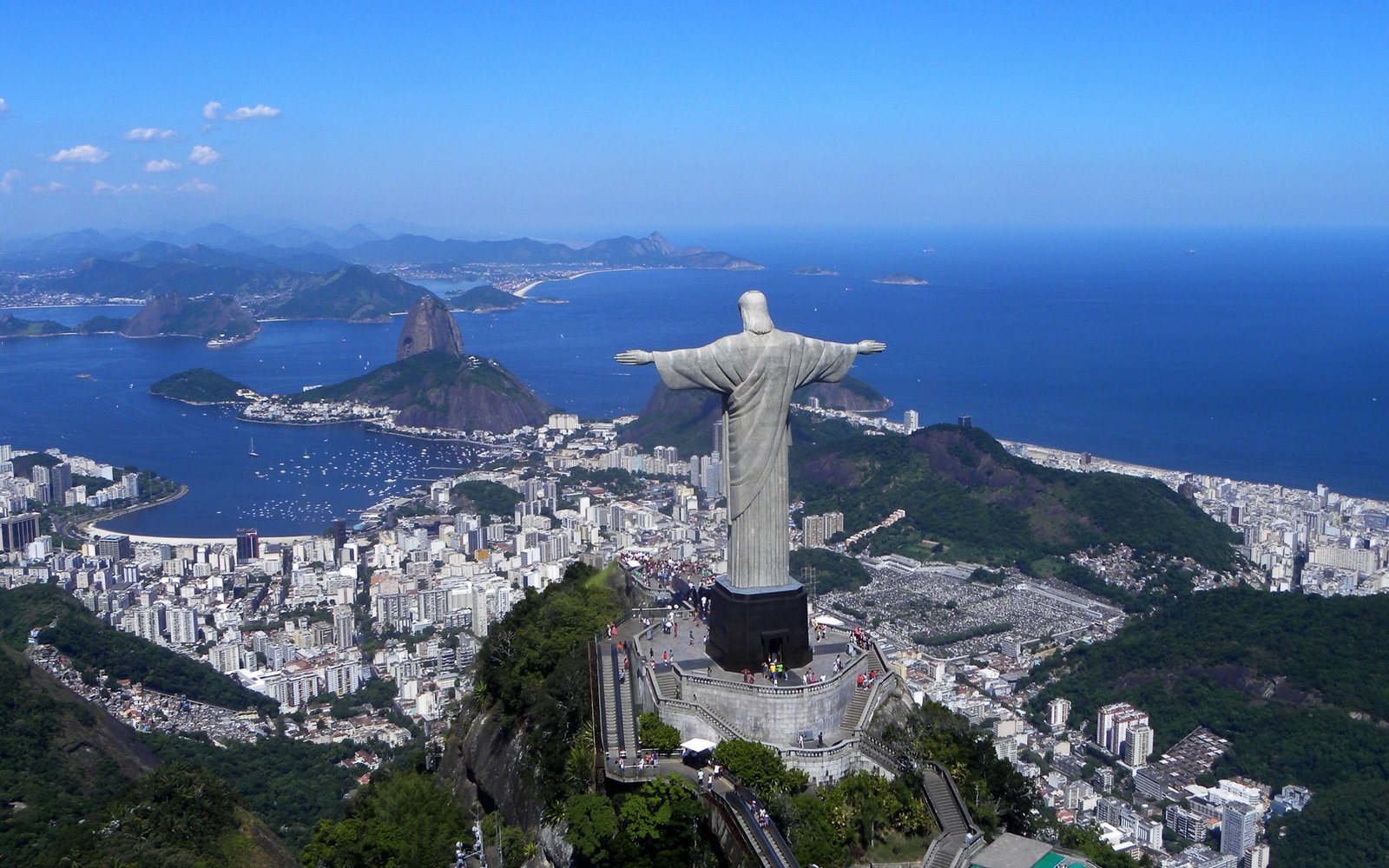 Christ The Redeemer Brazil top view sea cityscape famous Place 2k